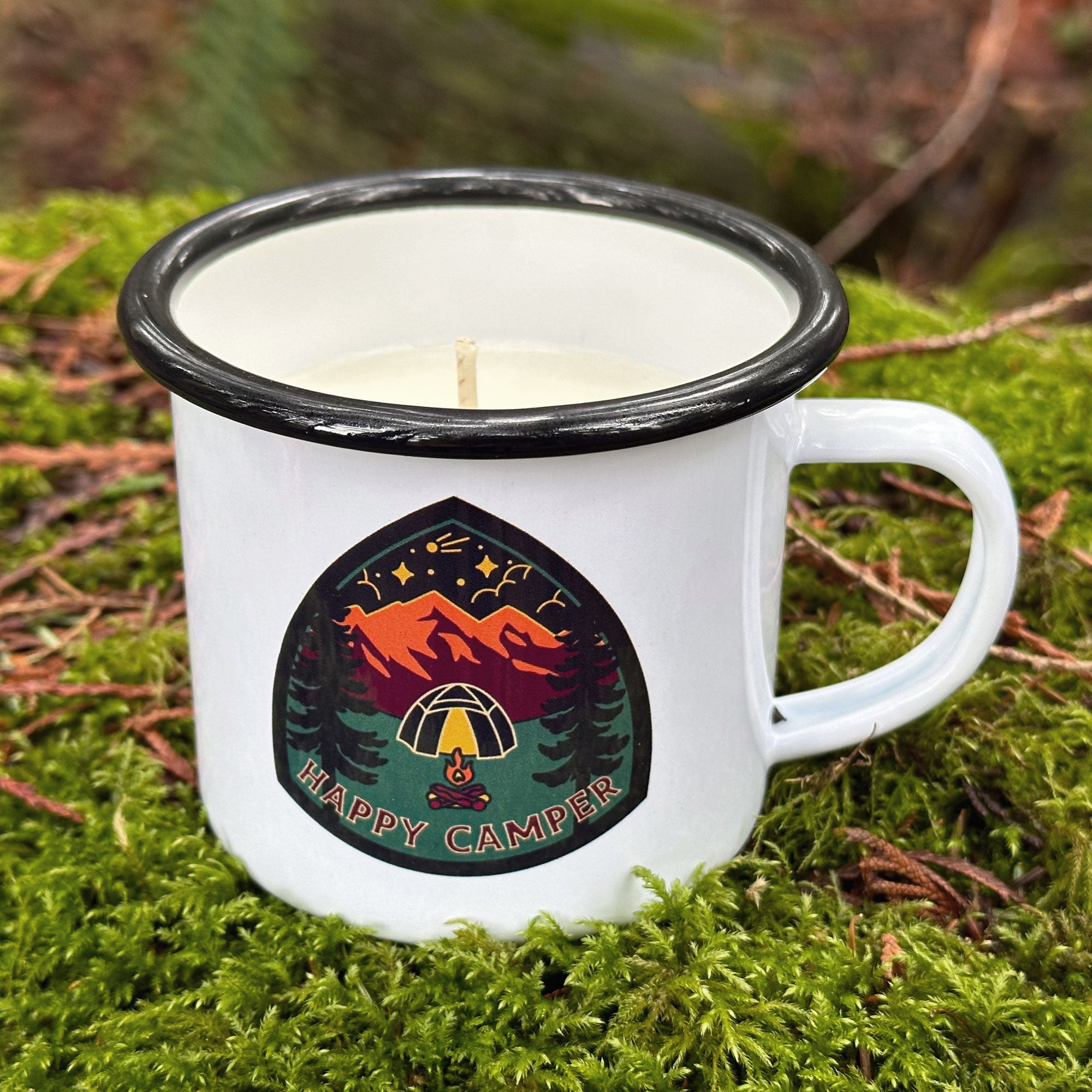 Happy Camper Enamel Mug Candle Candles - Modish Outdoors