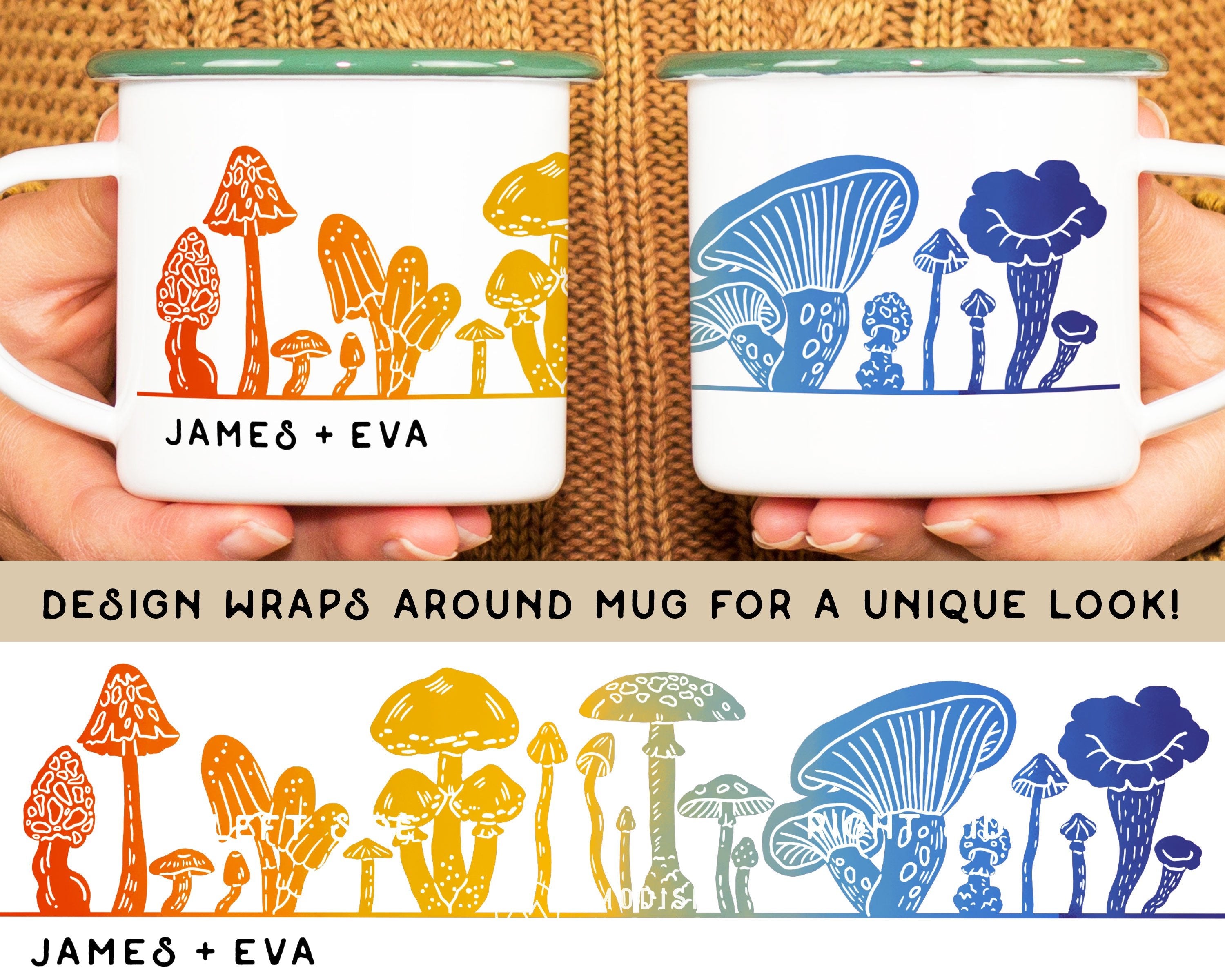 Rainbow Mushrooms Personalized Camp Mug Personalized Camp Mug - Modish Outdoors