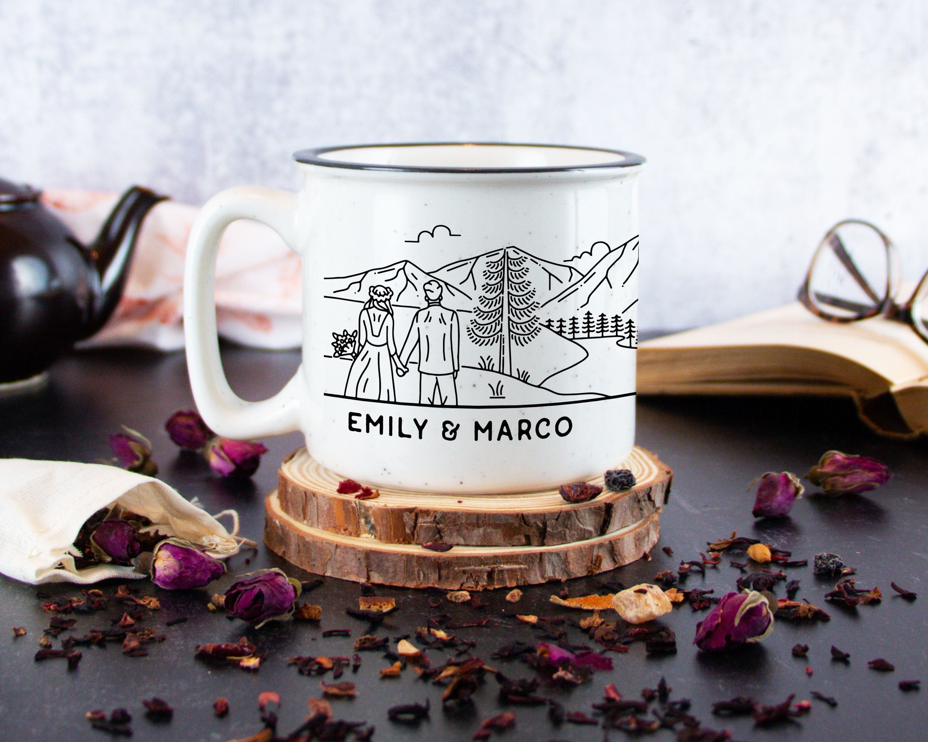 Bride & Groom Mountain Wedding Ceramic Camp Mug - Couple 1 Ceramic Camp Mug - Modish Outdoors