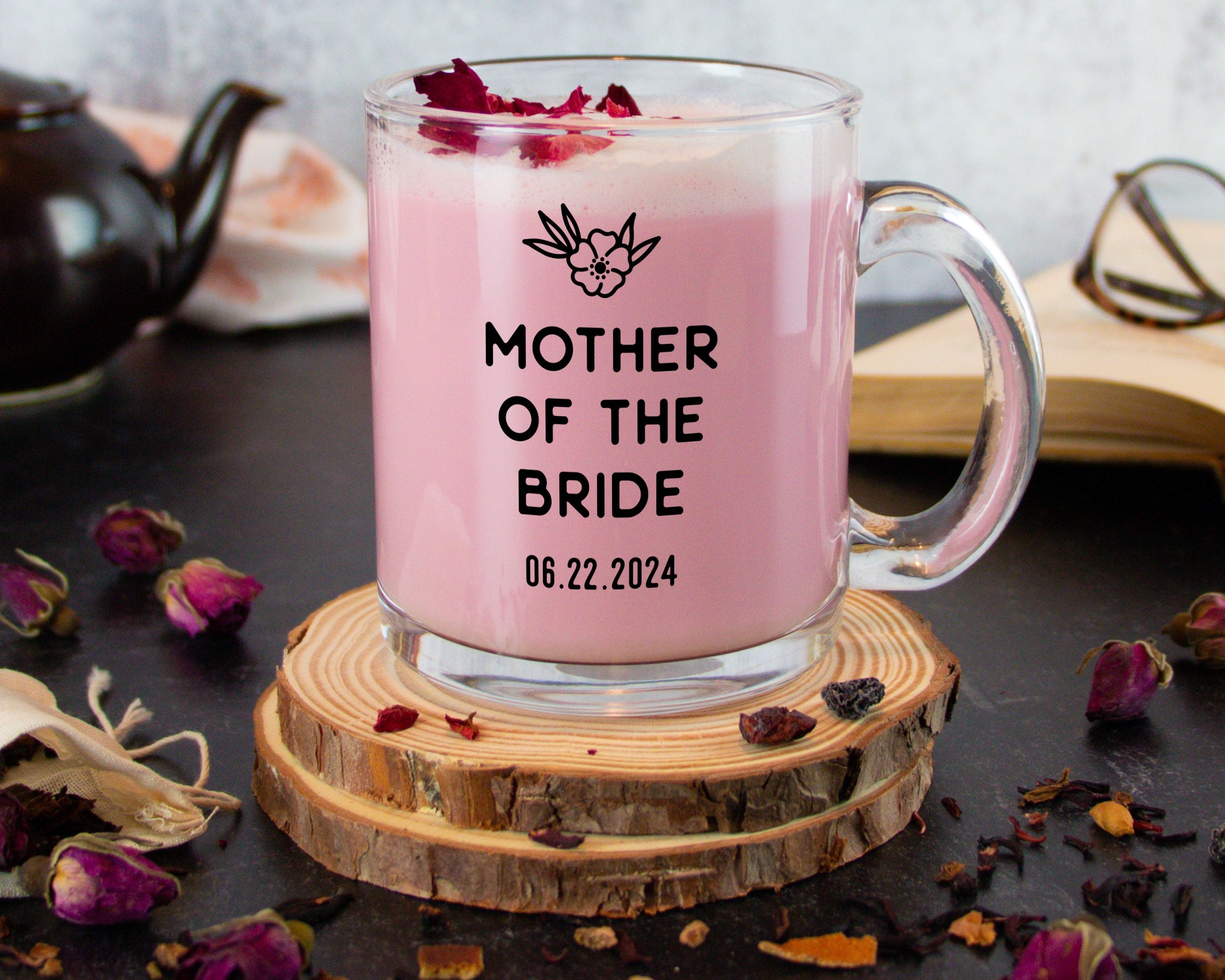 Mountain Floral Frame Bridal Party Mug Glass Mug - Modish Outdoors