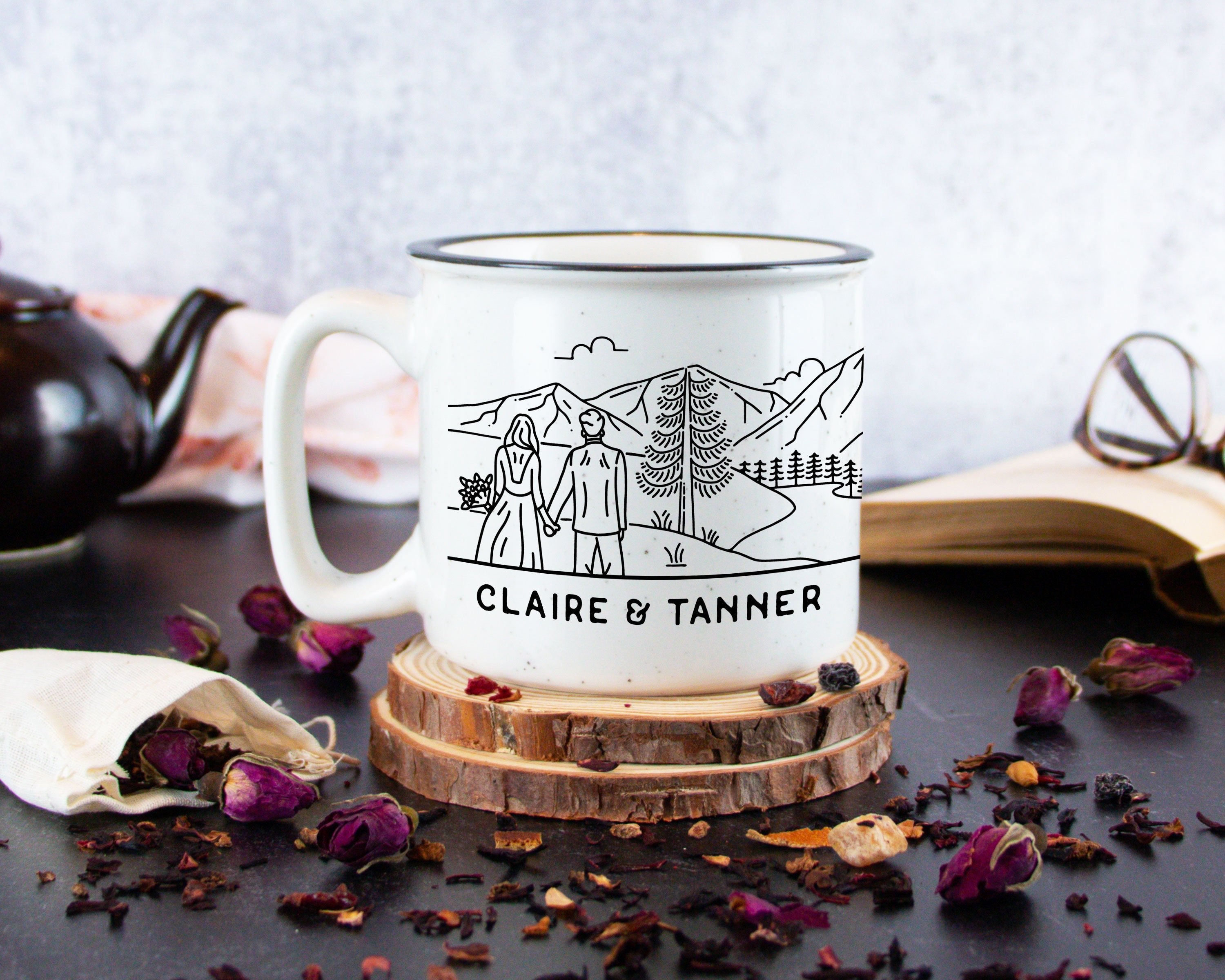 Bride & Groom Mountain Wedding Ceramic Camp Mug - Couple 2 Ceramic Camp Mug - Modish Outdoors