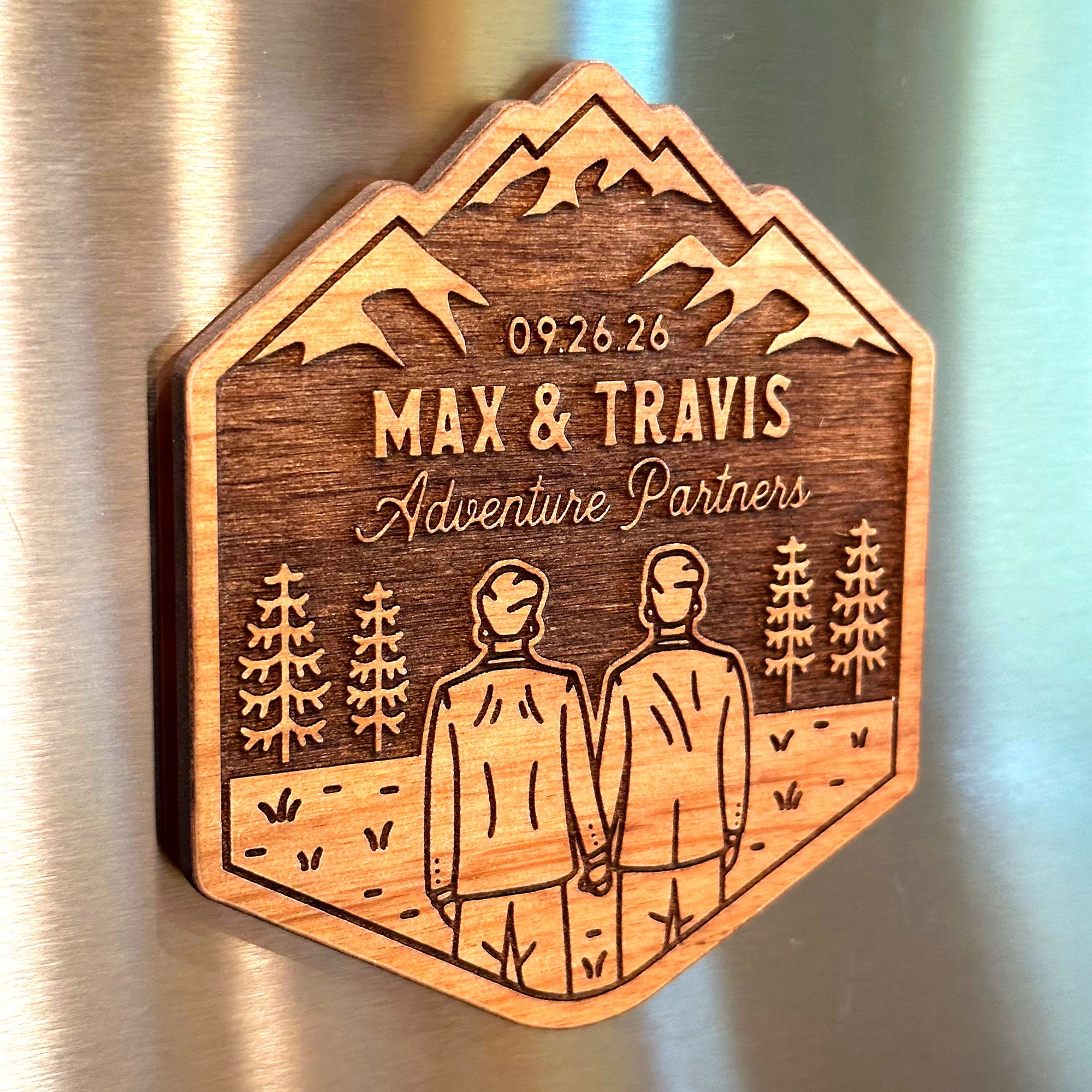 Mountain Groom & Groom Wood Magnet Magnets - Modish Outdoors