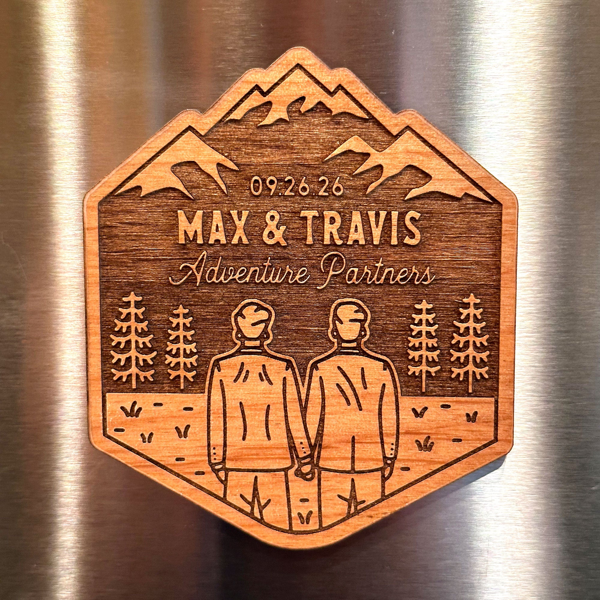 Mountain Groom & Groom Wood Magnet Magnets - Modish Outdoors