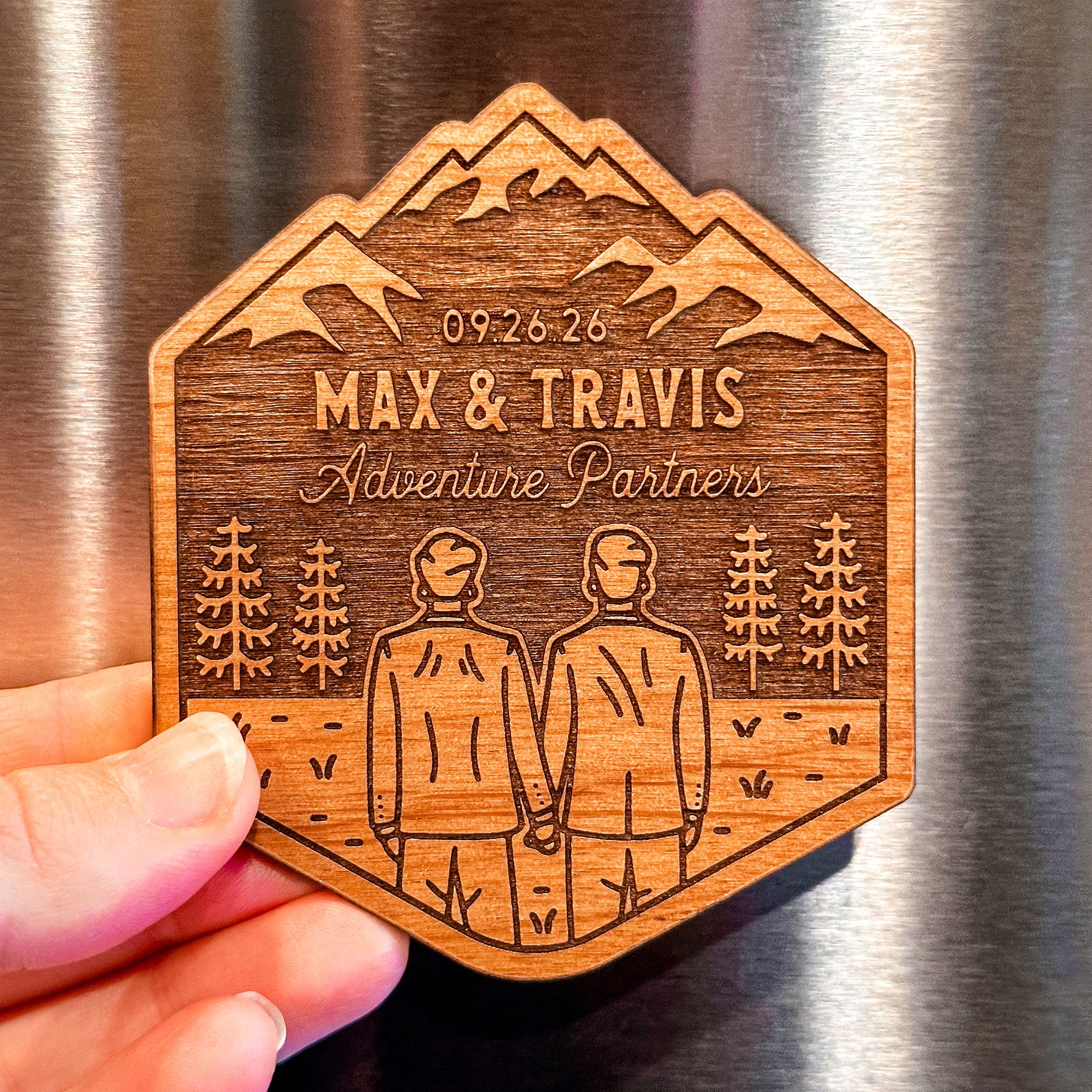 Mountain Groom & Groom Wood Magnet Magnets - Modish Outdoors