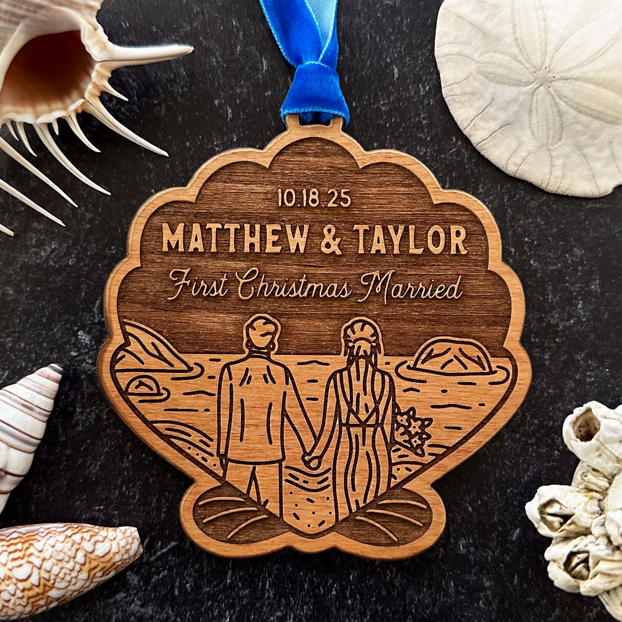 Beach Wedding Couple Wood Ornament Ornaments - Modish Outdoors