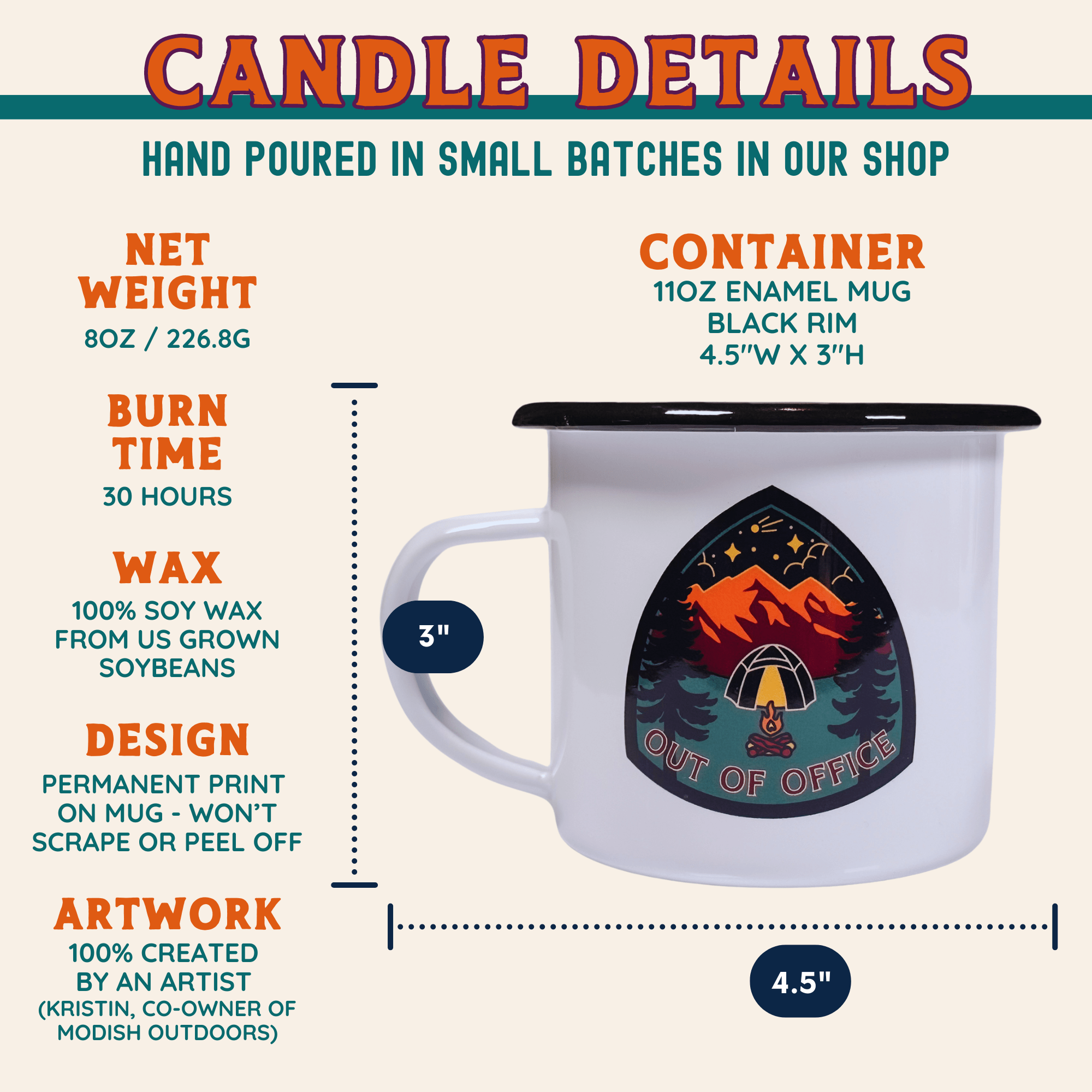 Out of Office Enamel Mug Candle Candles - Modish Outdoors