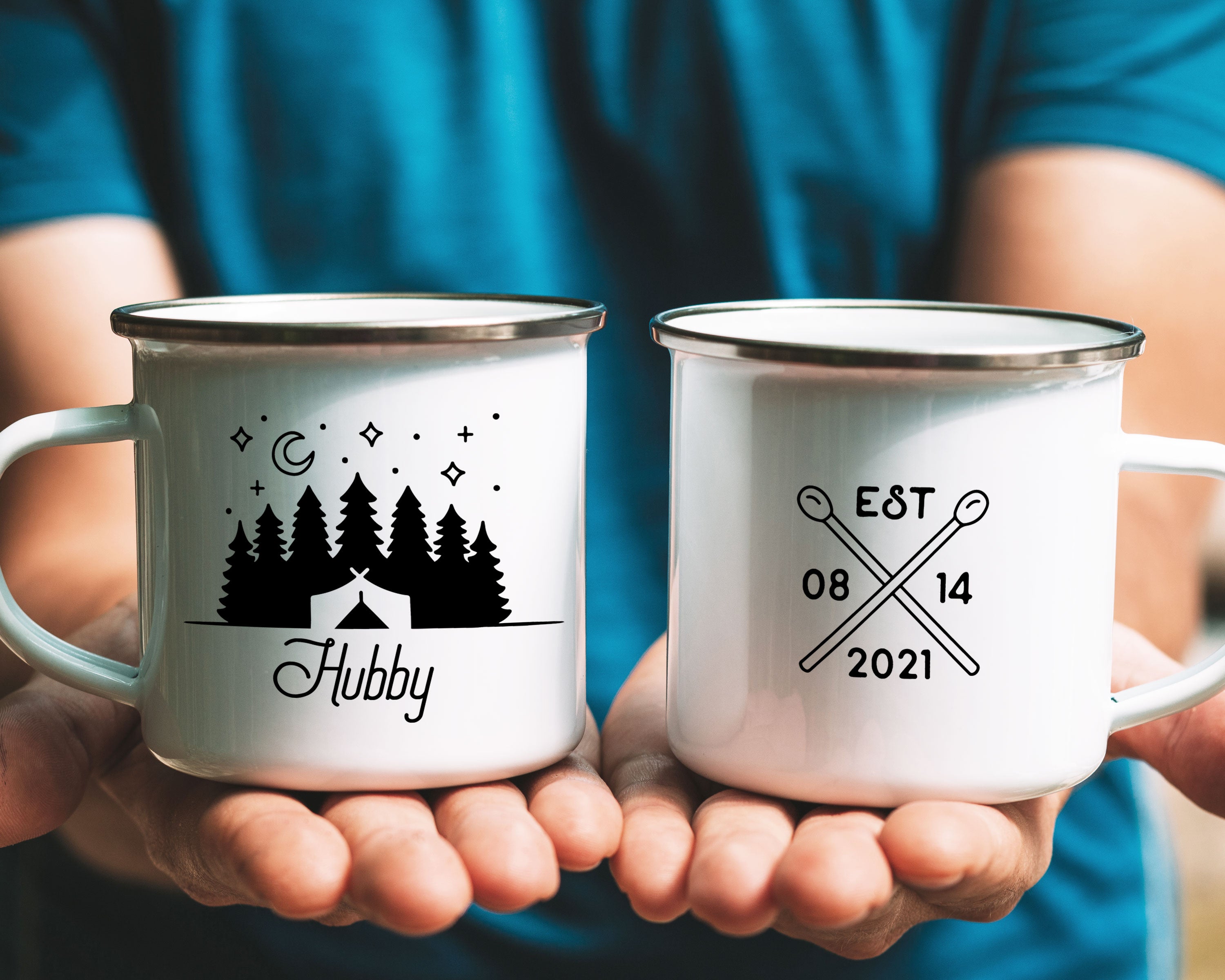 Hubby and Wifey Enamel Mug