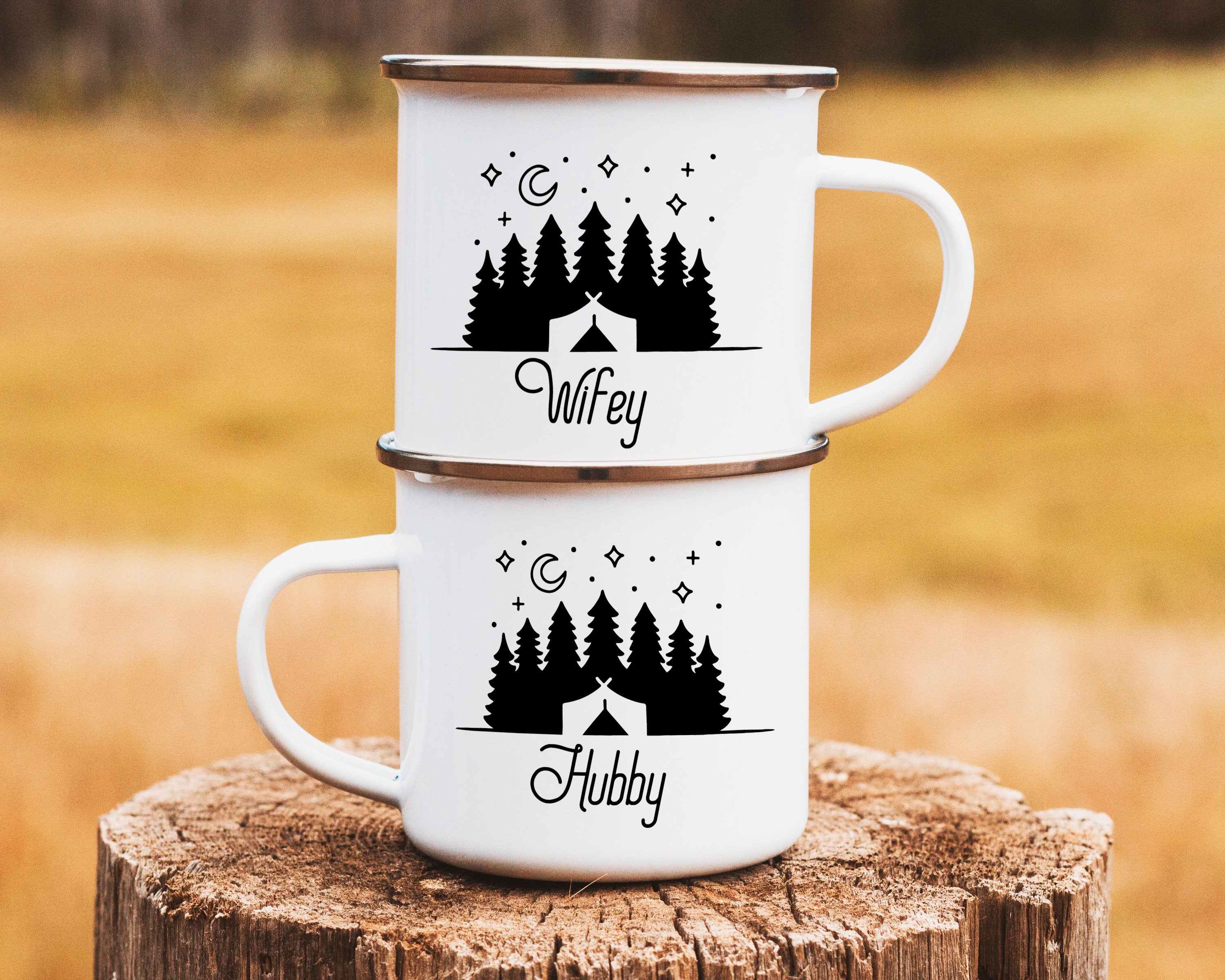 Hubby and Wifey Enamel Mug