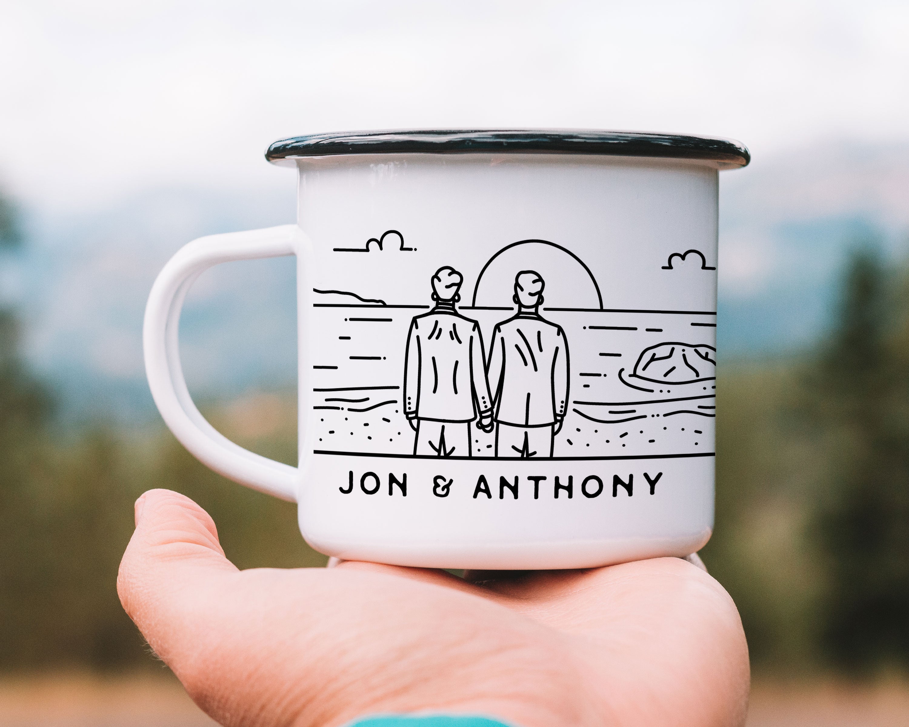 Gay Ocean Wedding Personalized Camp Mug