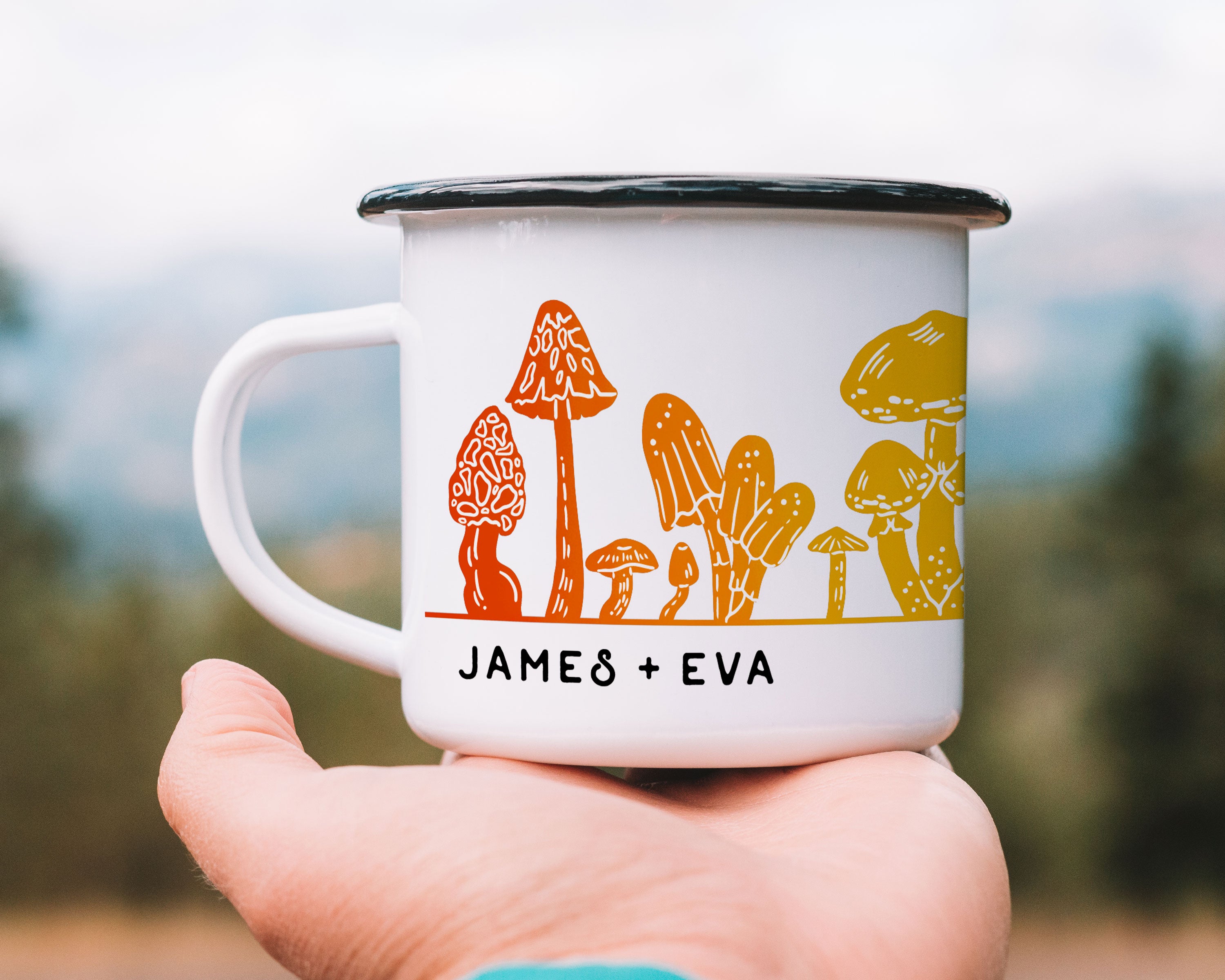 Rainbow Mushrooms Personalized Camp Mug Personalized Camp Mug - Modish Outdoors