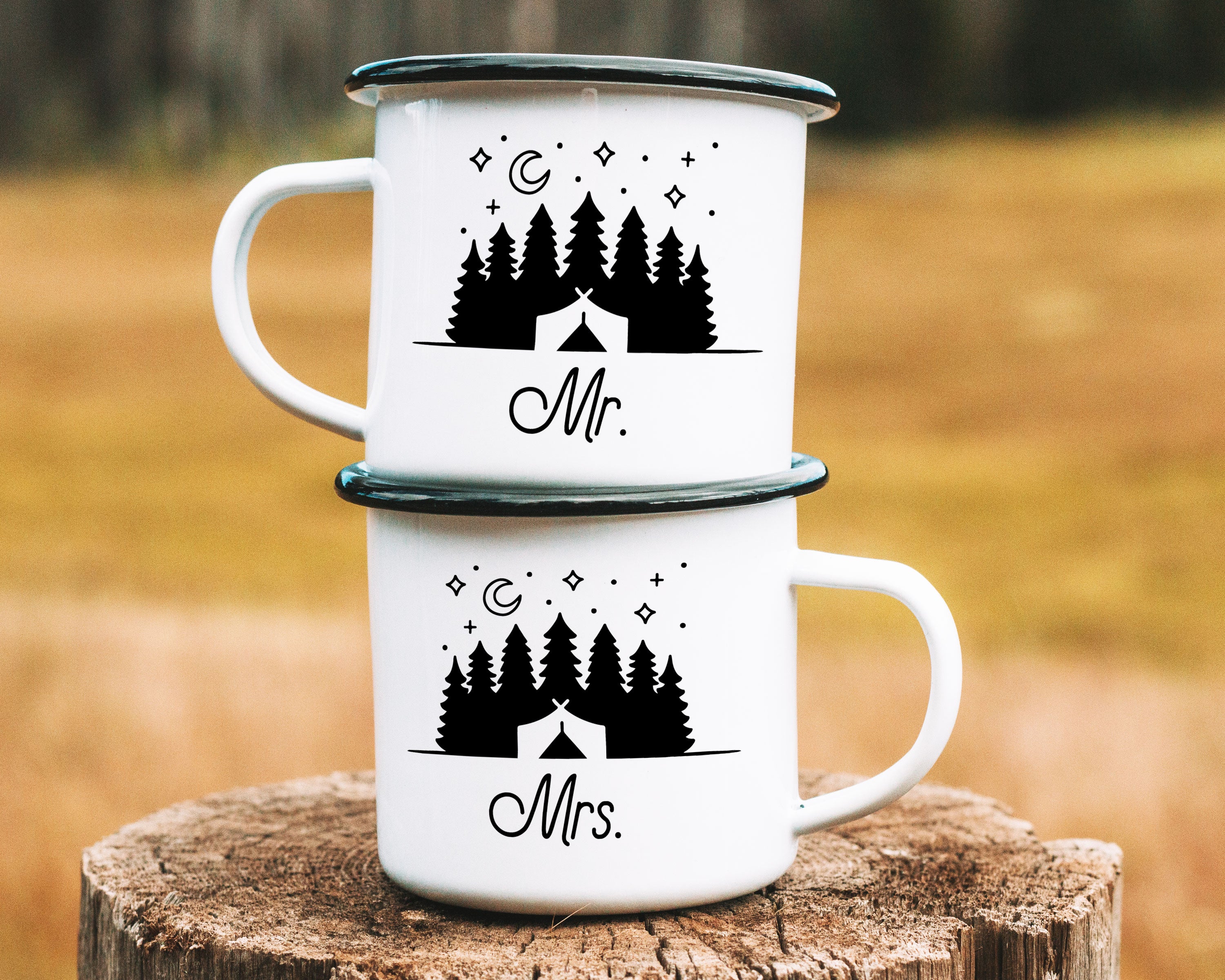 Mr and Mrs Enamel Camp Mug