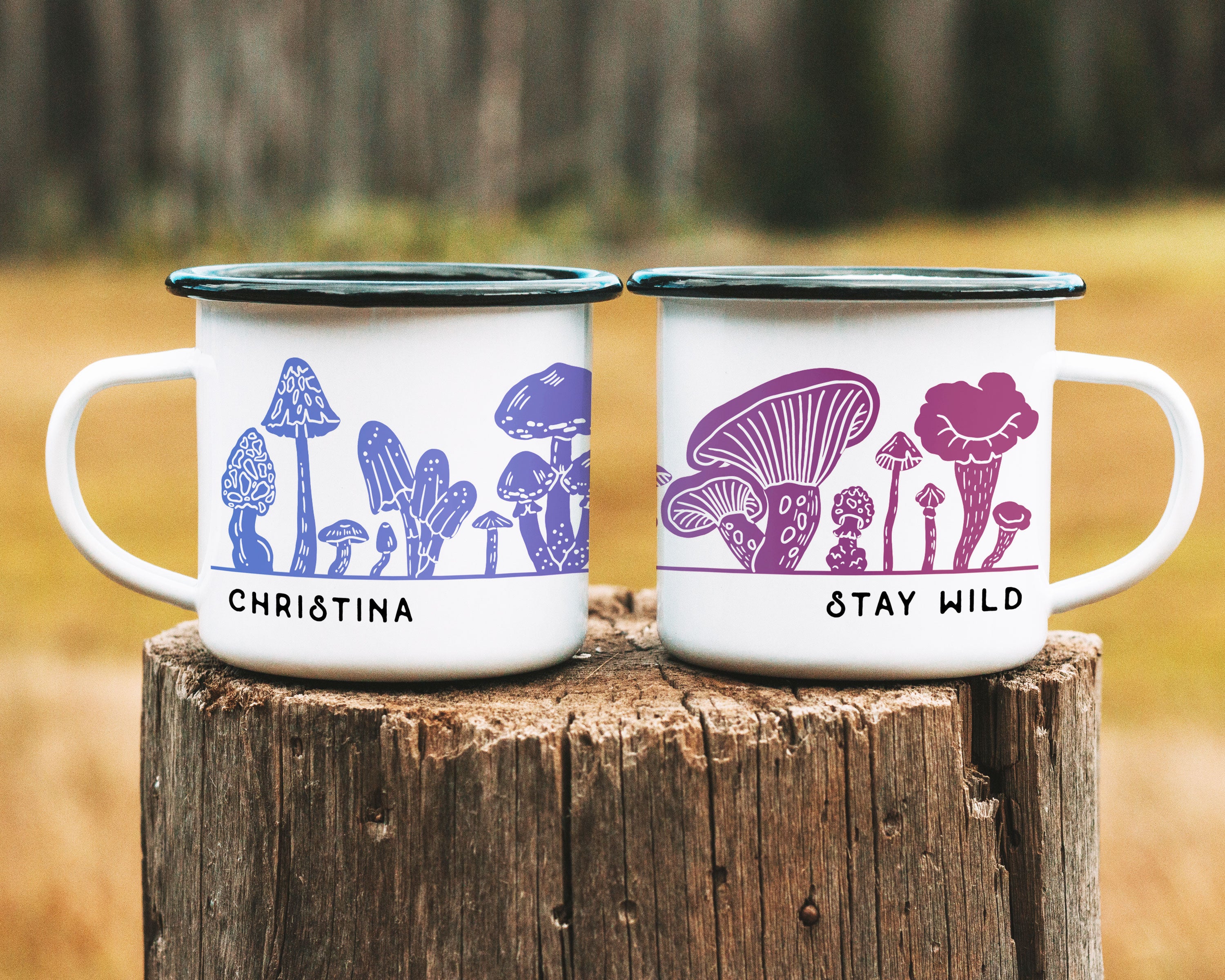 Purple Mushrooms Personalized Camp Mug