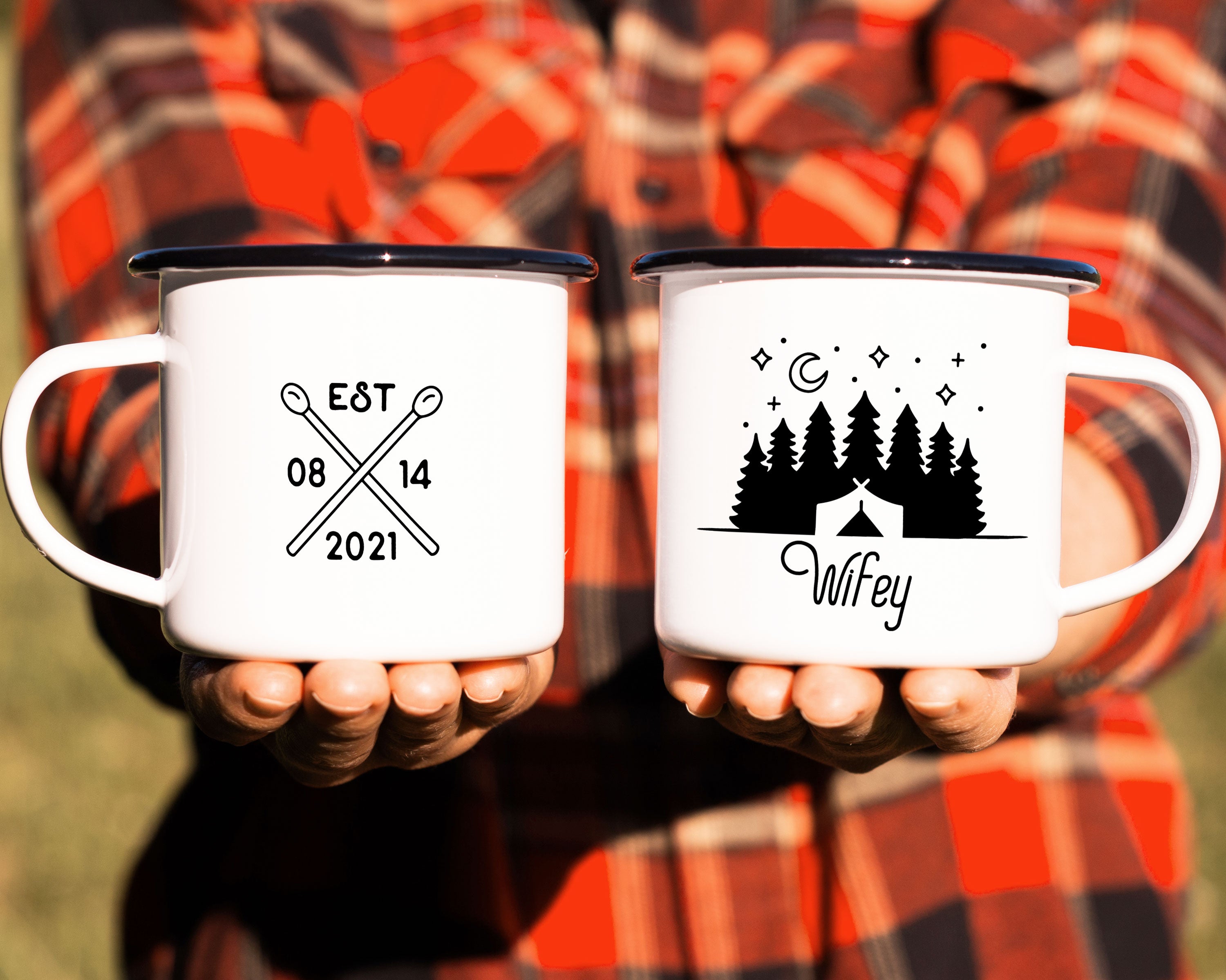 Hubby and Wifey Enamel Mug