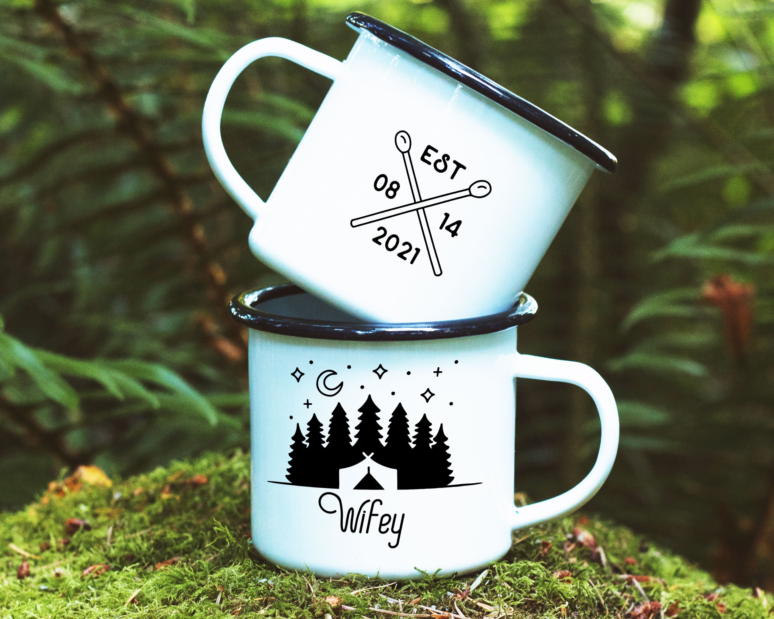 Hubby and Wifey Enamel Mug