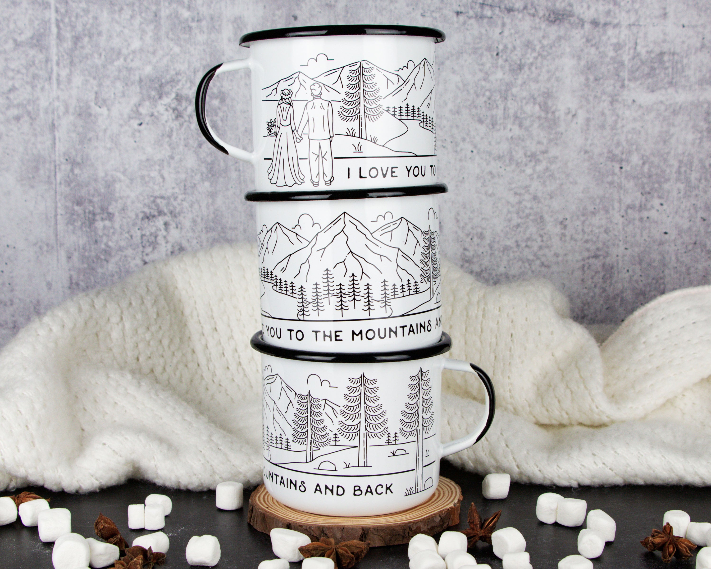 I Love You to The Mountains and Back Enamel Mug