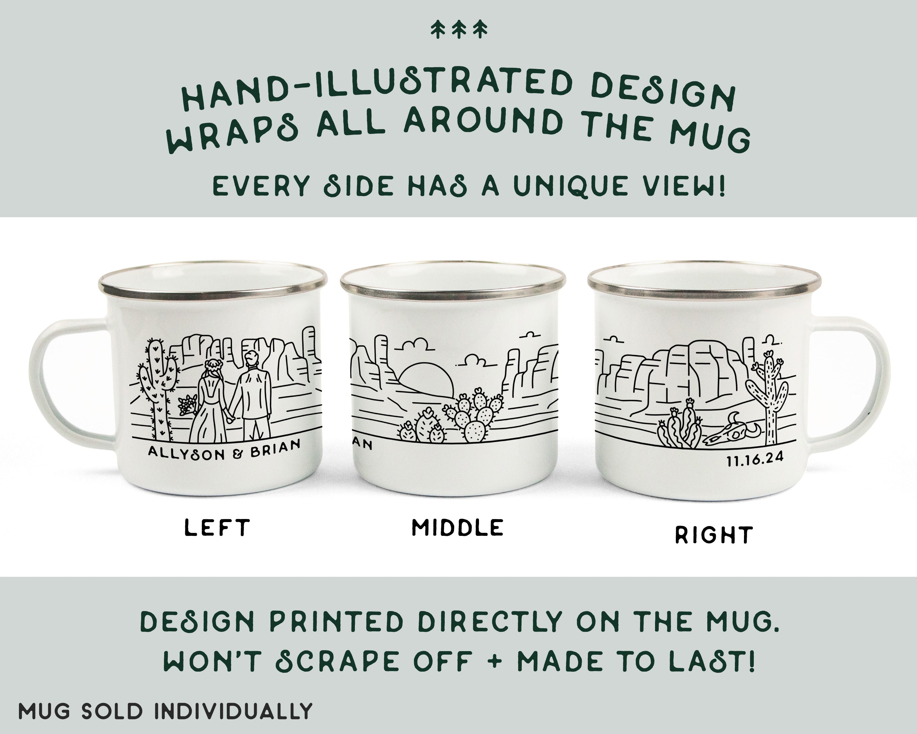 Bride & Groom Desert Wedding Enamel Camp Mug