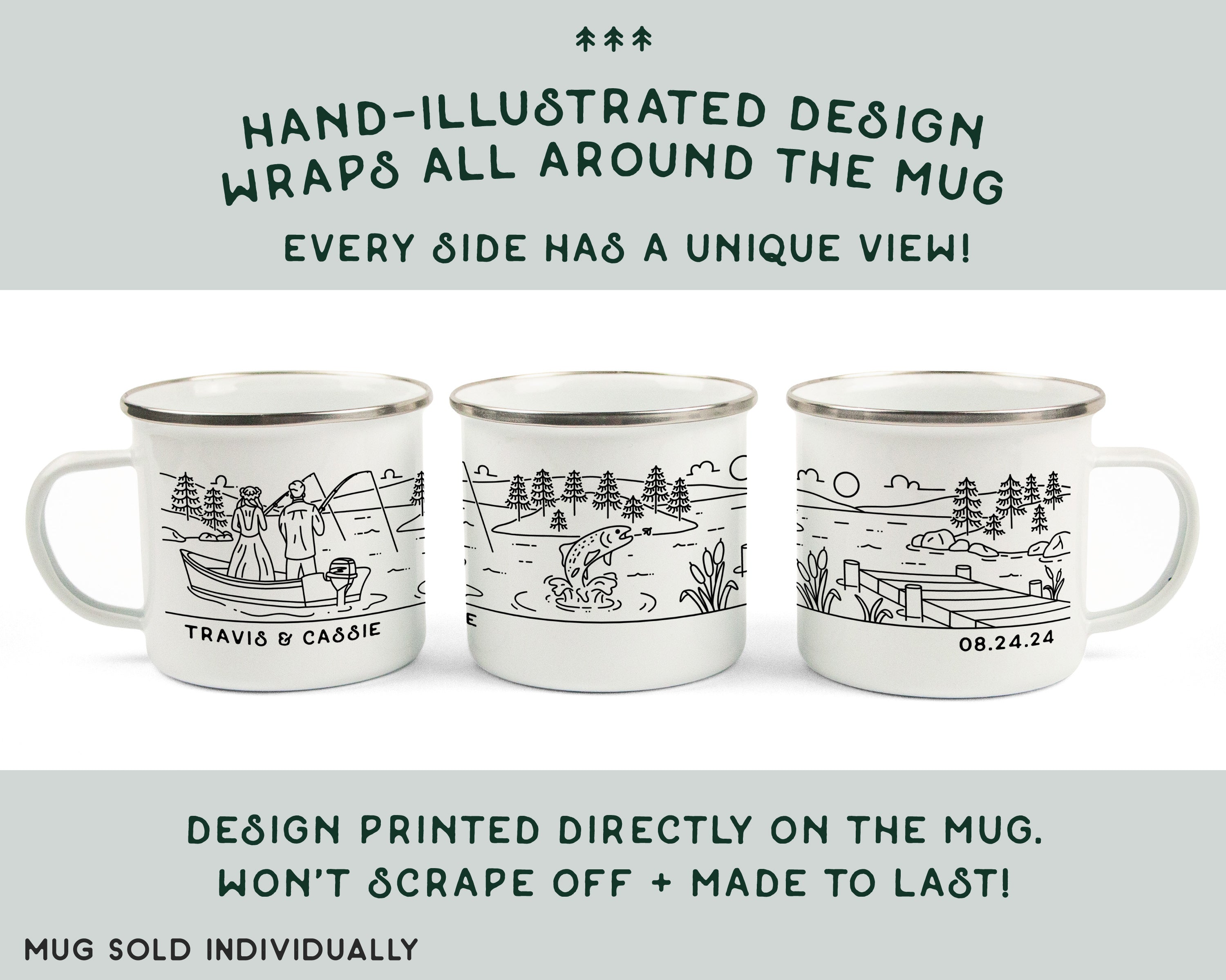 Lake Fishing Bride & Groom Enamel Mug