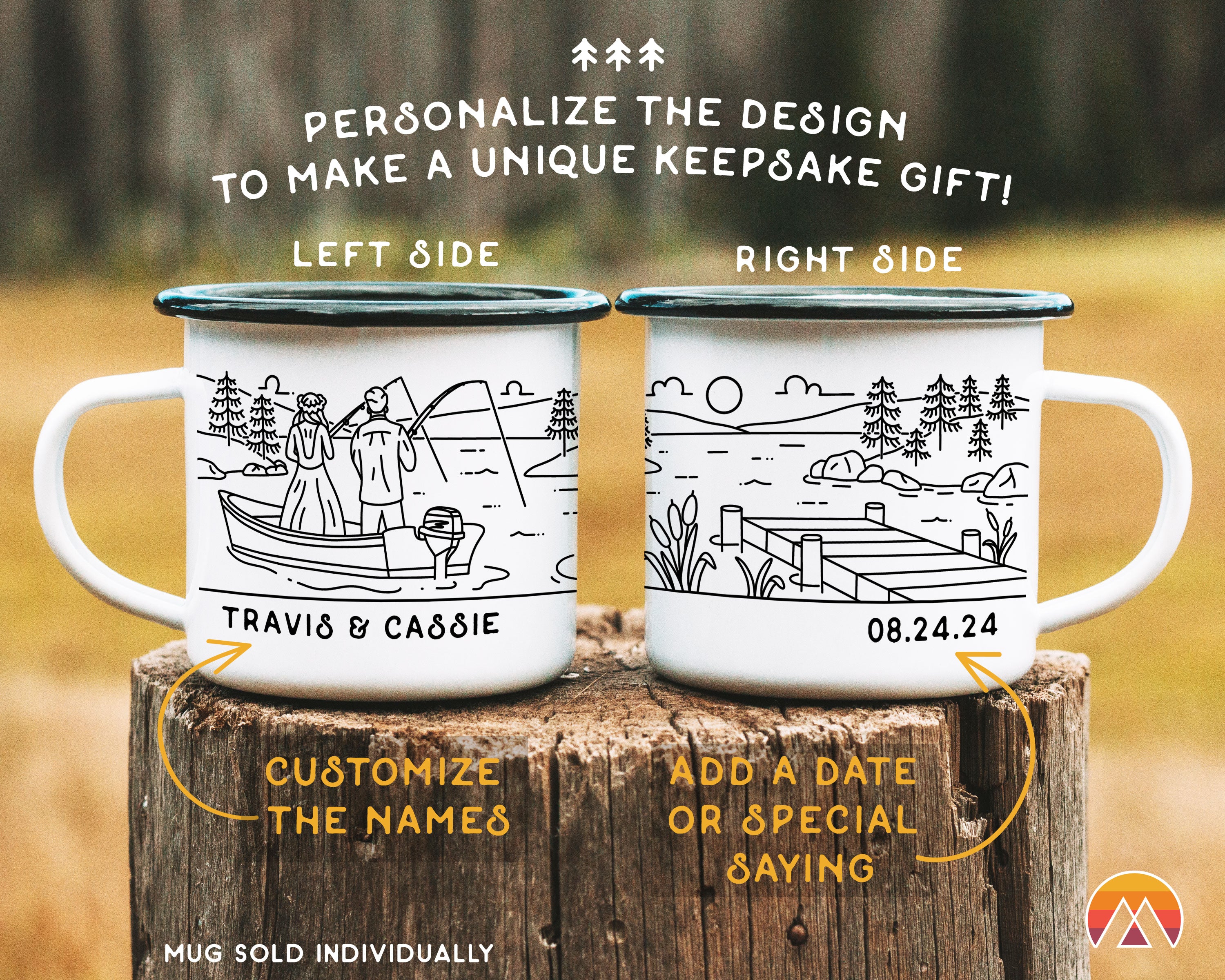 Lake Fishing Bride & Groom Enamel Mug