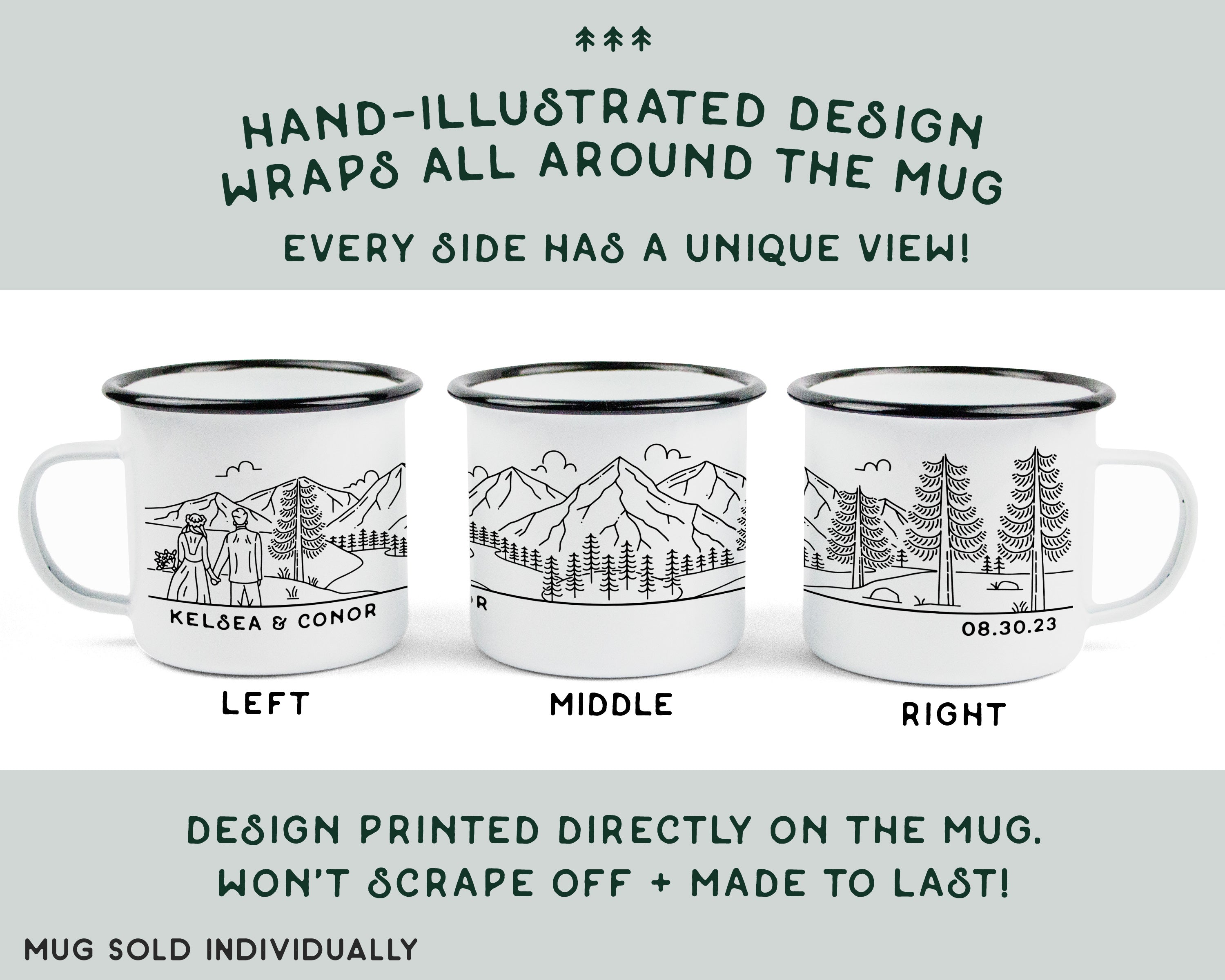 Mountain Bride & Groom Enamel Mug - Couple 1