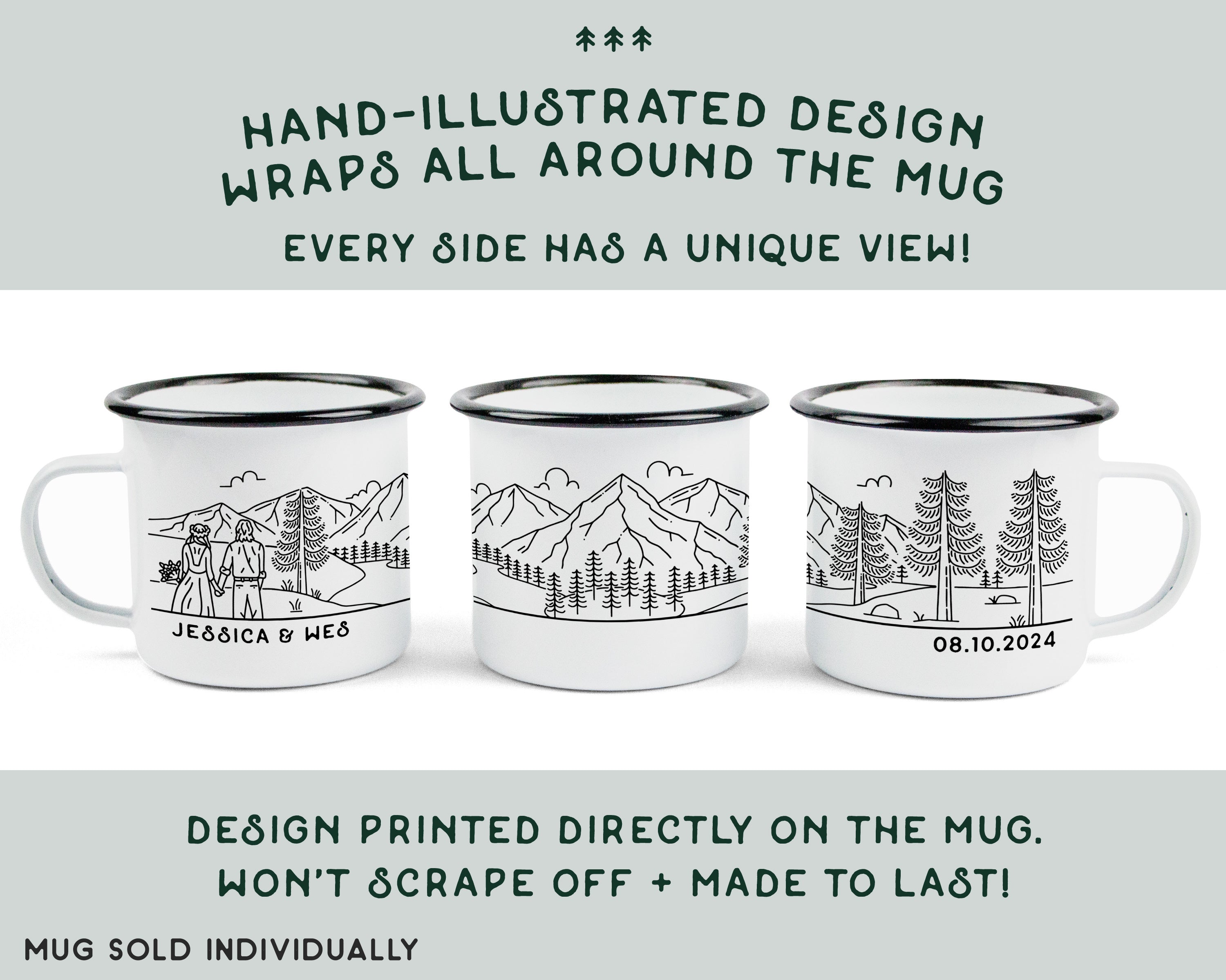 Mountain Bride & Groom Enamel Mug - Couple 6