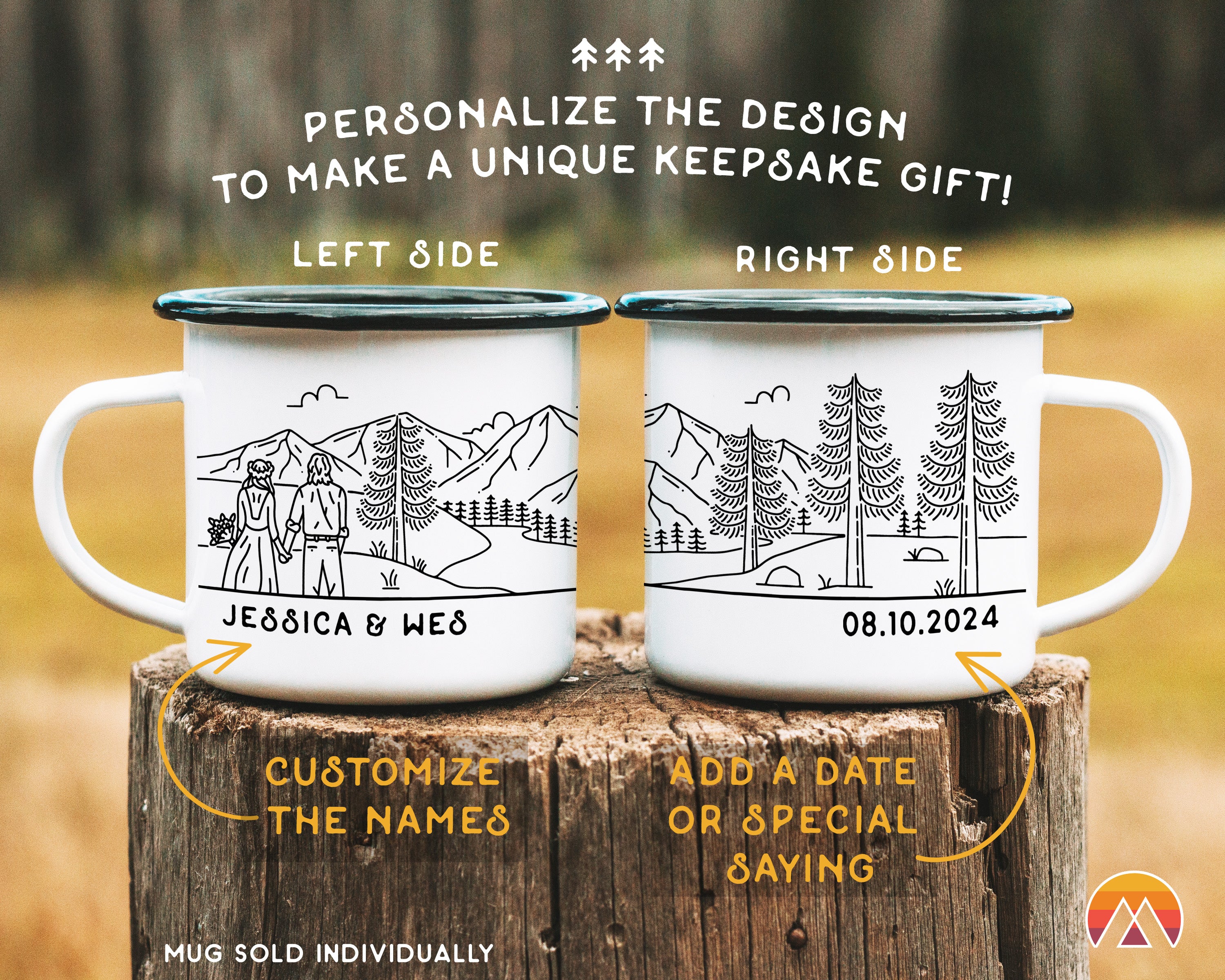 Mountain Bride & Groom Enamel Mug - Couple 6