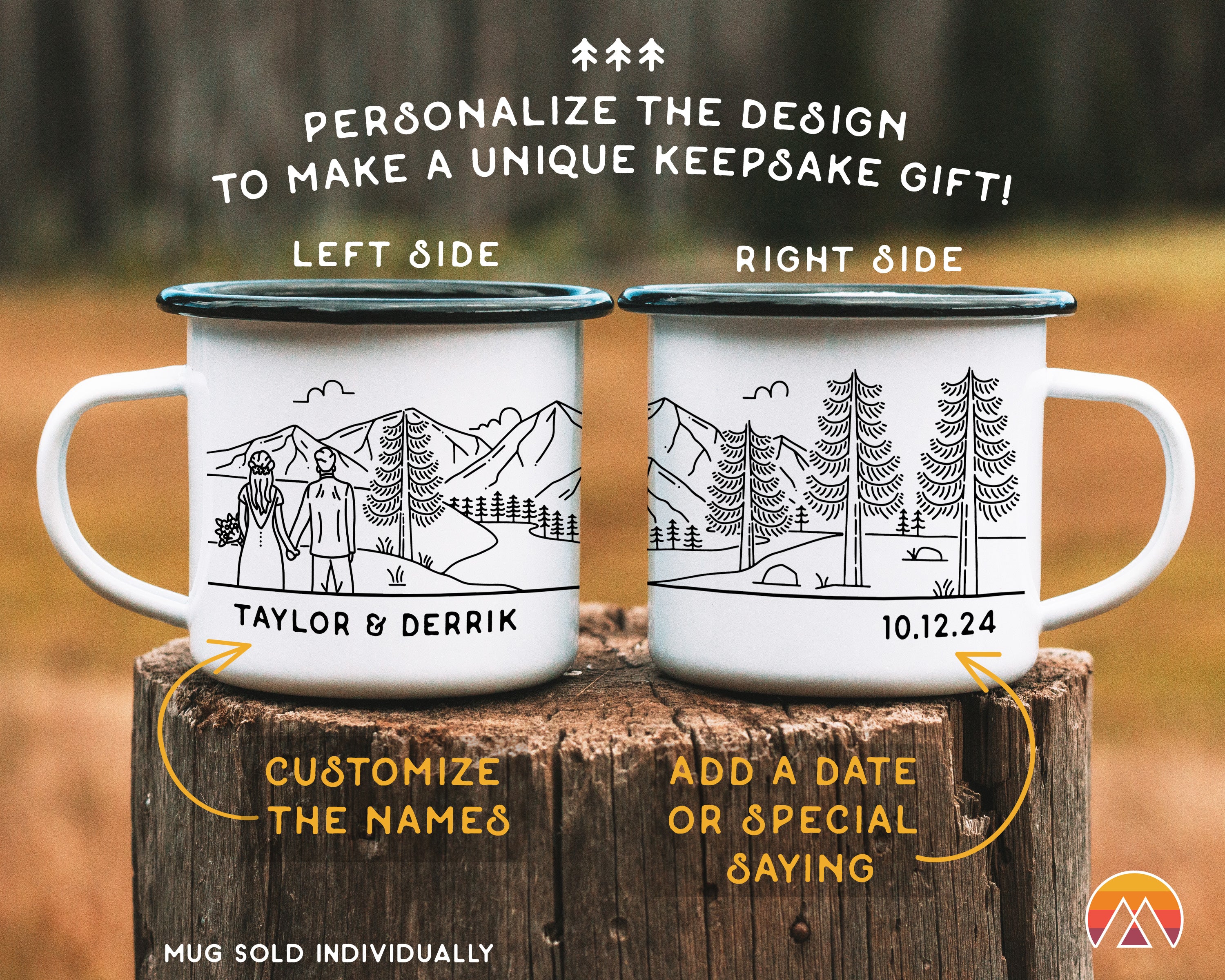 Mountain Bride & Groom Enamel Mug - Couple 3