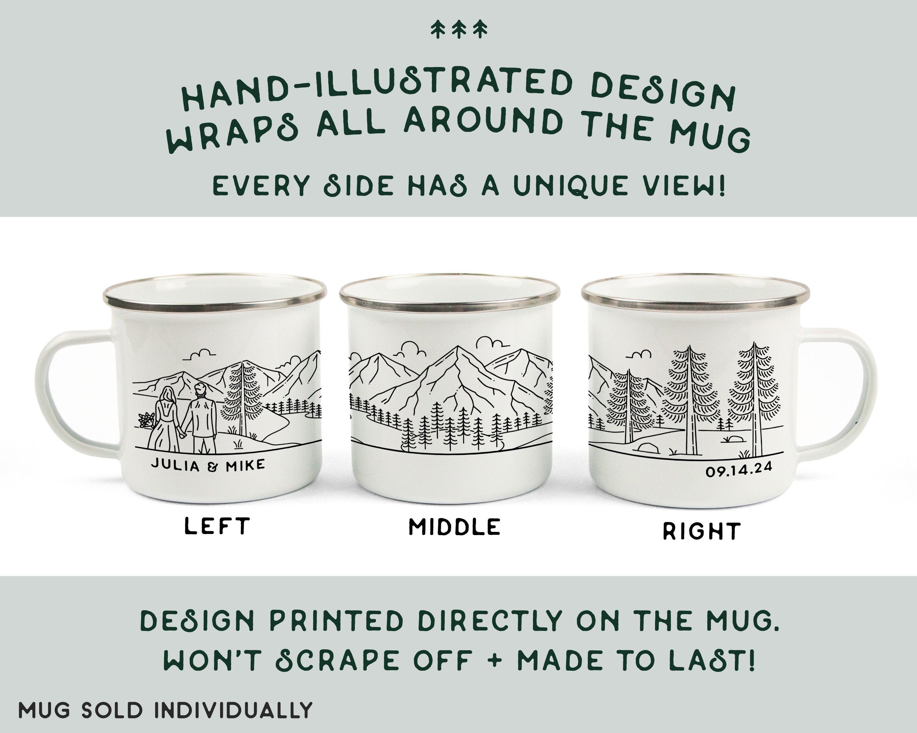 Mountain Bride & Groom Enamel Mug - Couple 2