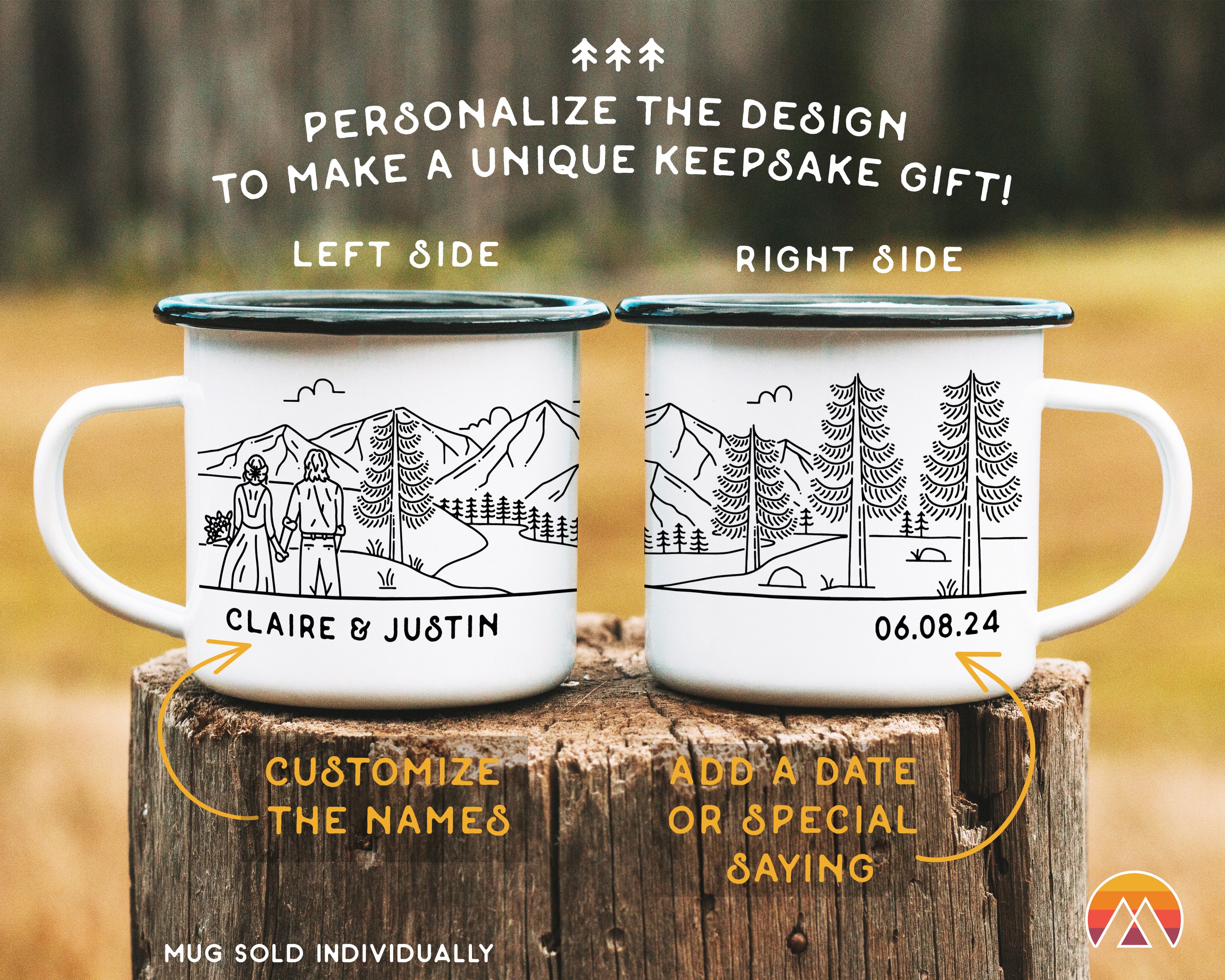 Mountain Bride & Groom Enamel Mug - Couple 9