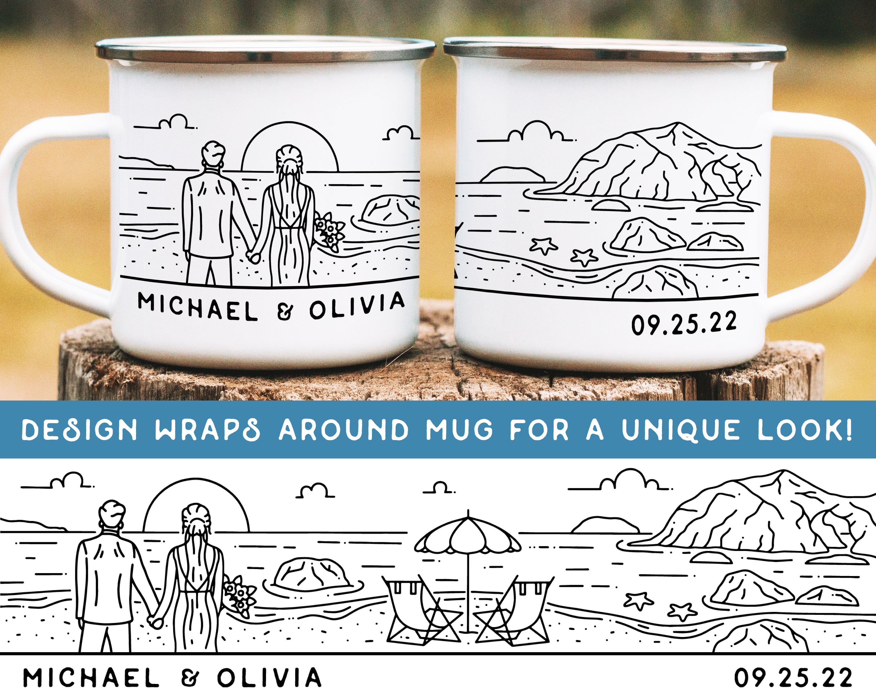 Ocean Wedding Personalized Camp Mug