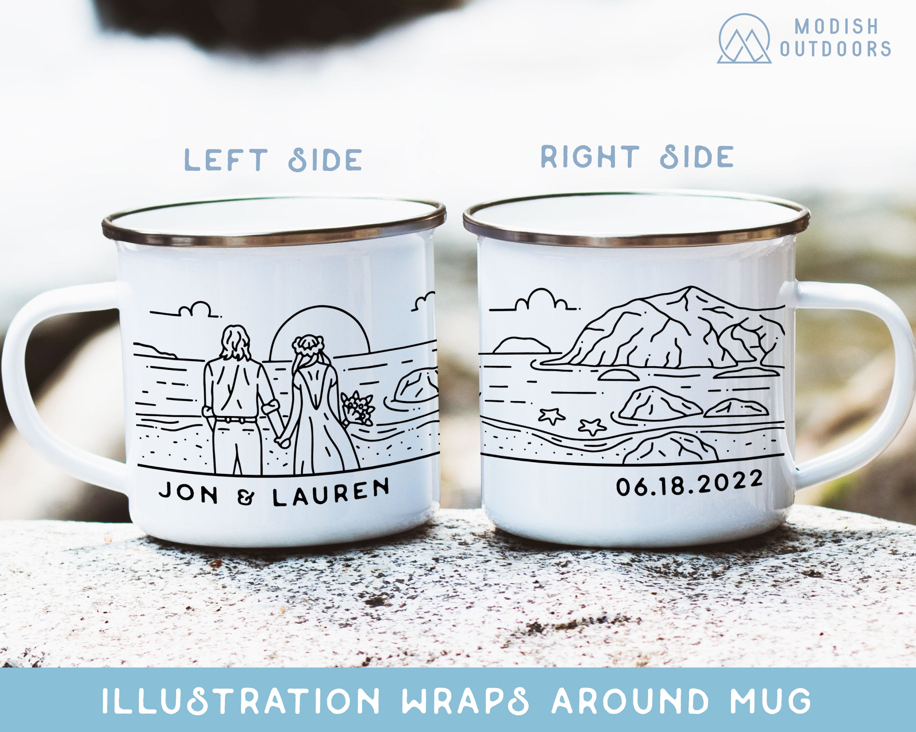 Casual Ocean Wedding Personalized Camp Mug