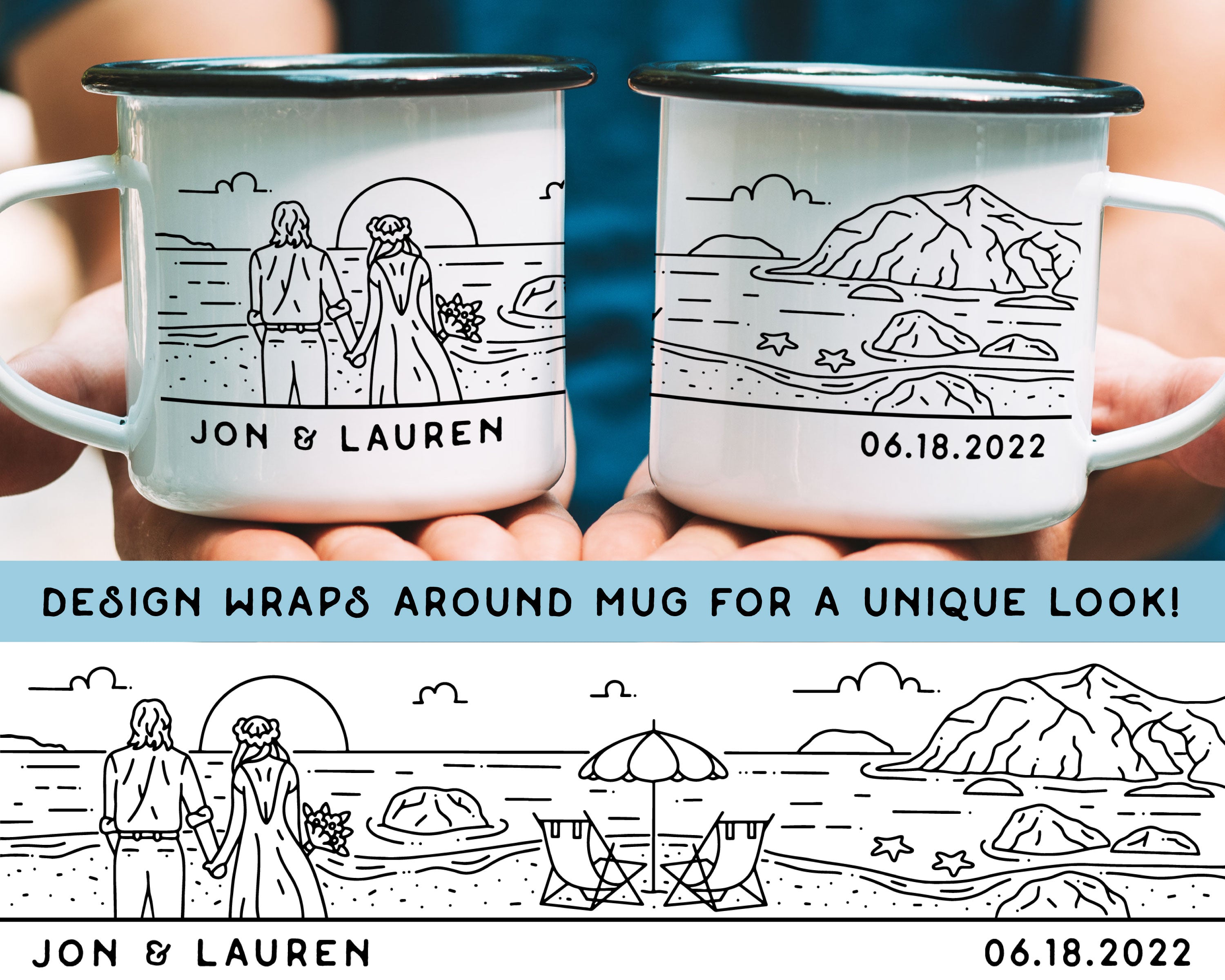 Casual Ocean Wedding Personalized Camp Mug