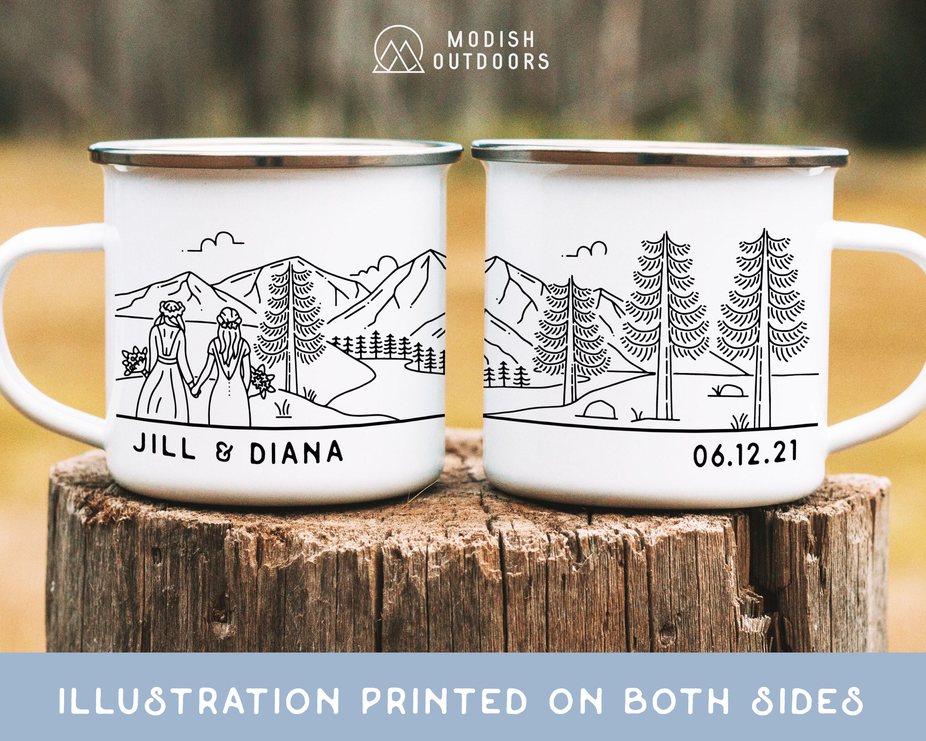 Lesbian Mountain Wedding Personalized Camp Mug
