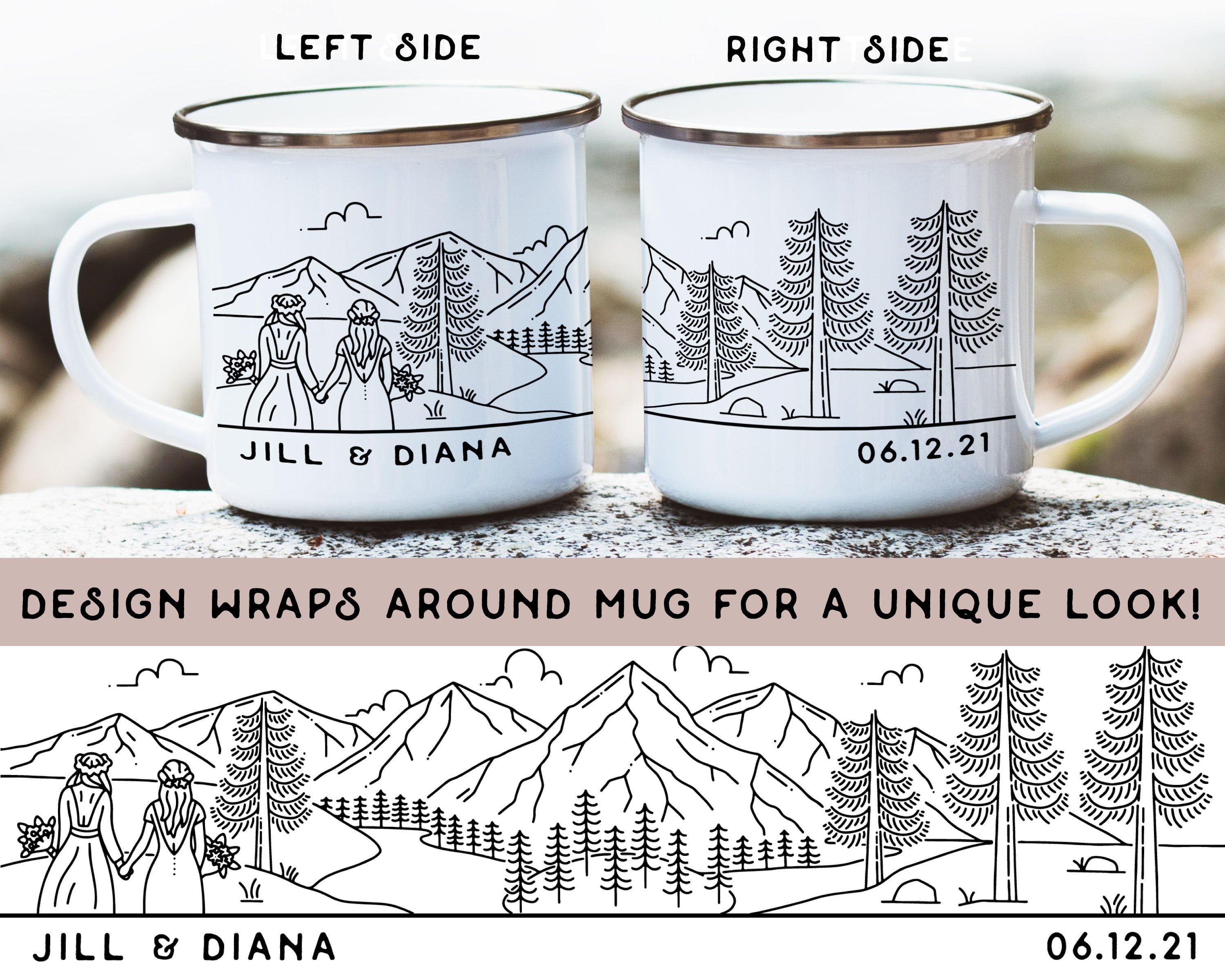 Lesbian Mountain Wedding Personalized Camp Mug