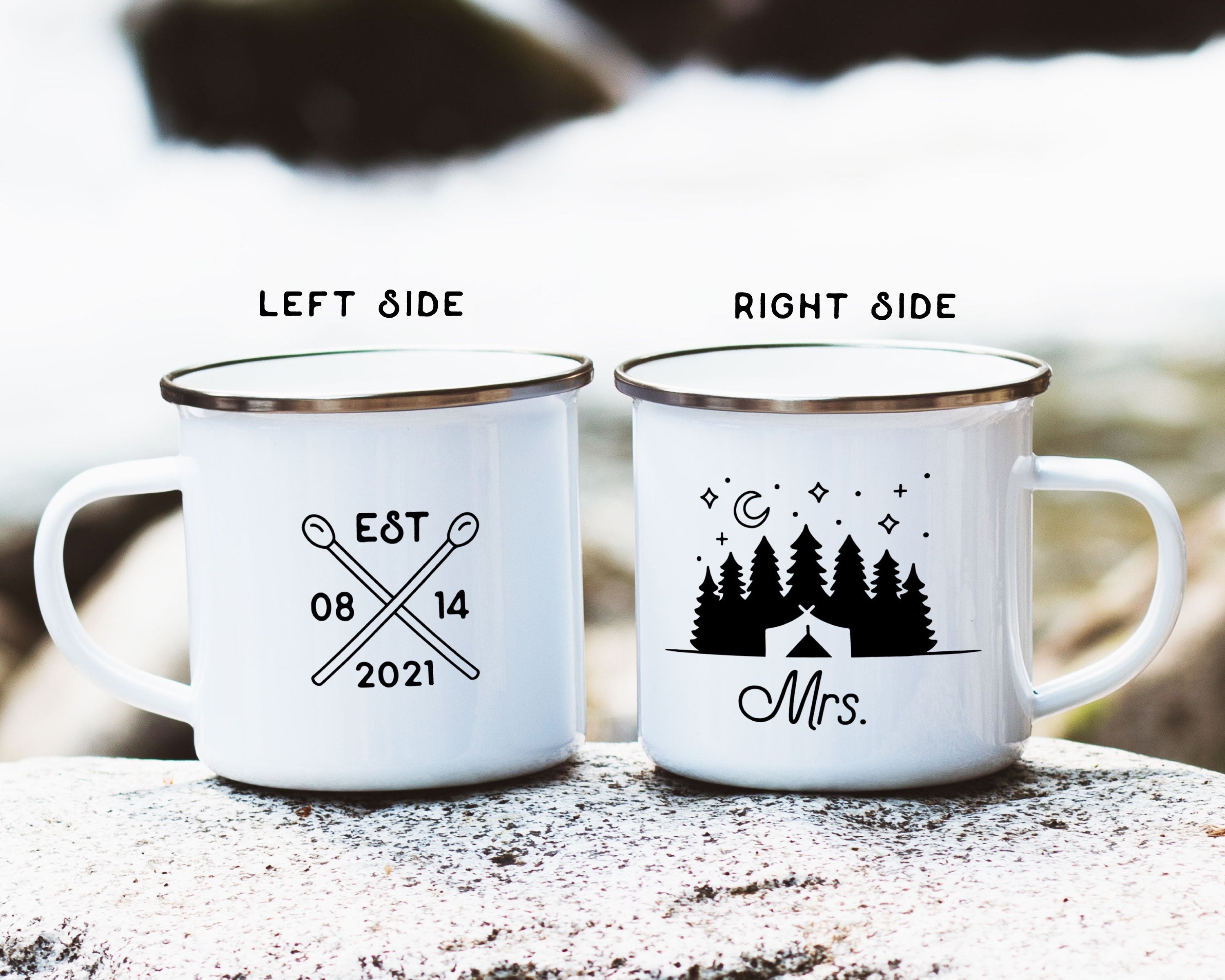 Mr and Mrs Enamel Camp Mug