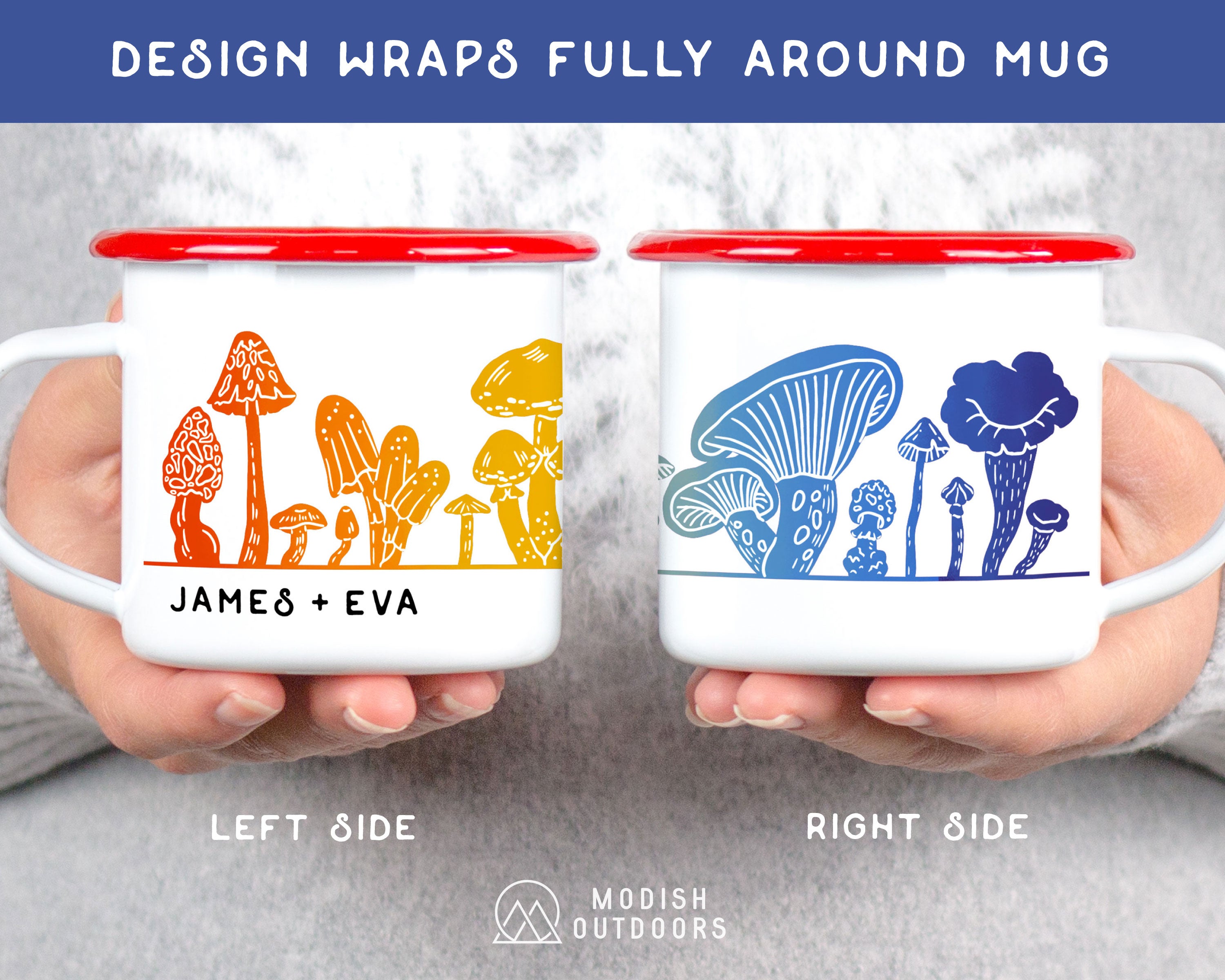 Rainbow Mushrooms Personalized Camp Mug Personalized Camp Mug - Modish Outdoors