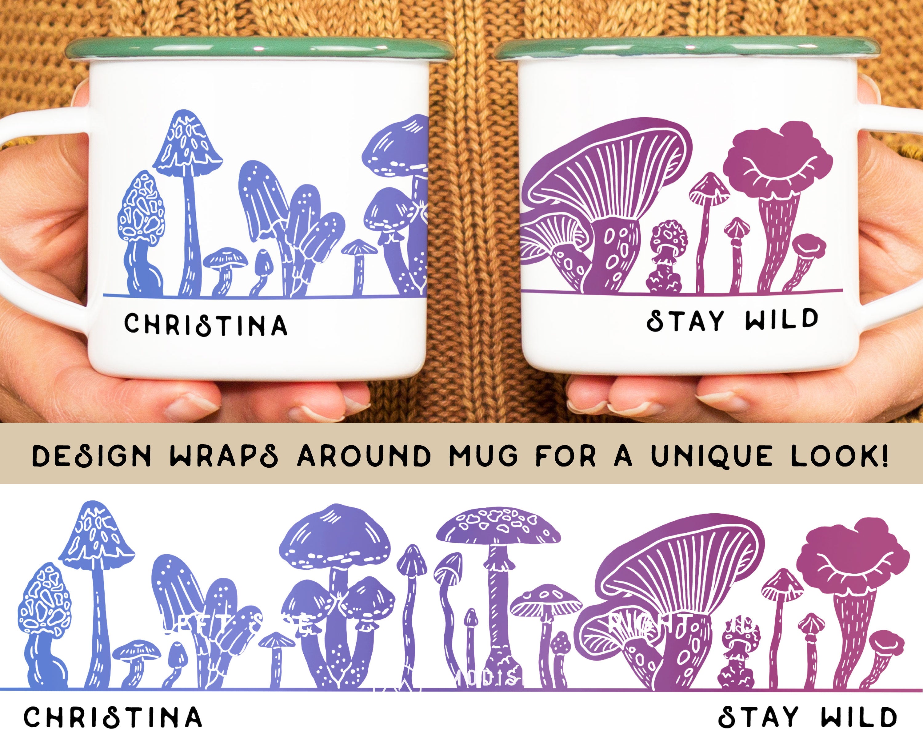 Purple Mushrooms Personalized Camp Mug
