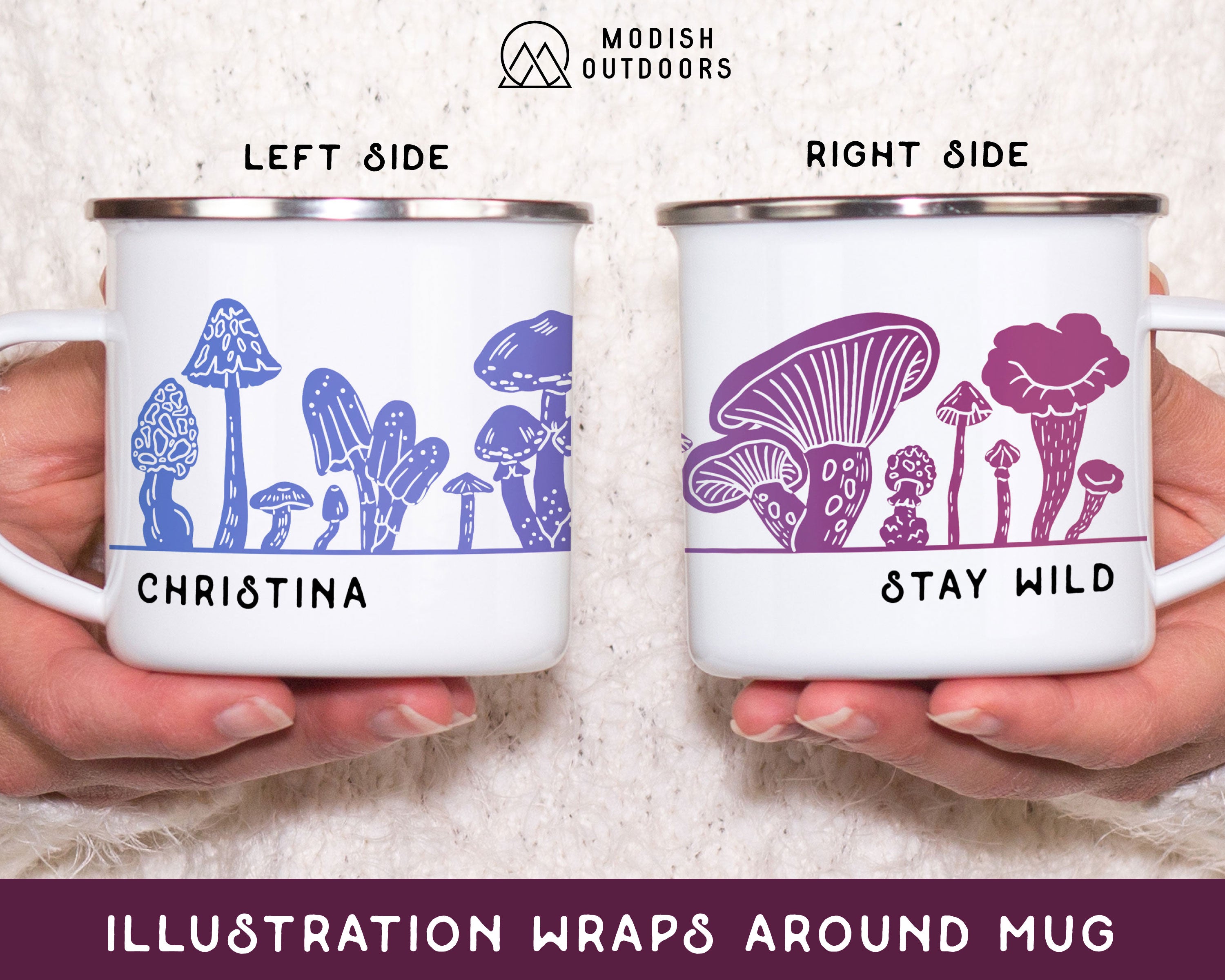 Purple Mushrooms Personalized Camp Mug