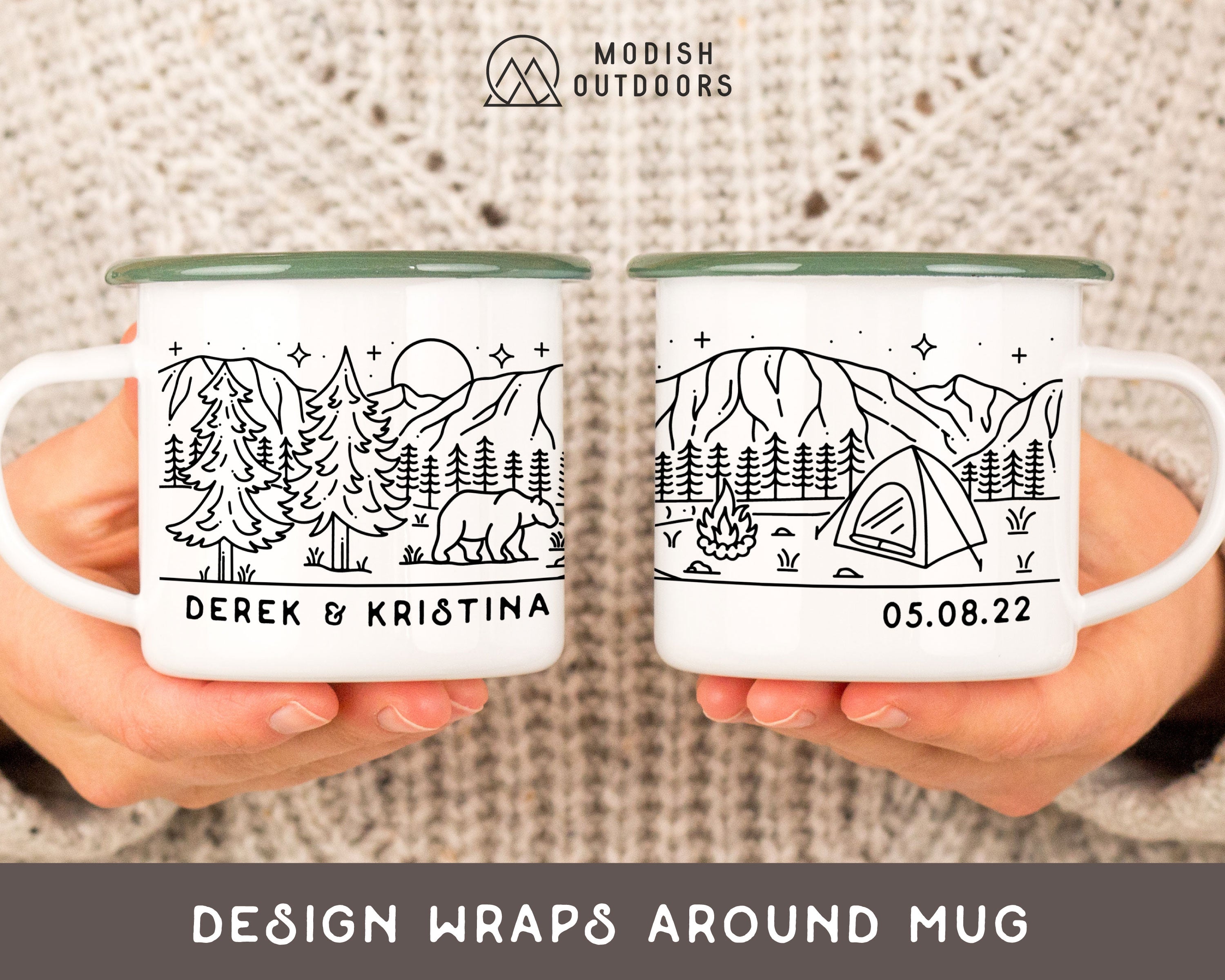 Woodland Forest Camper Tent + Bear Personalized Camp Mug