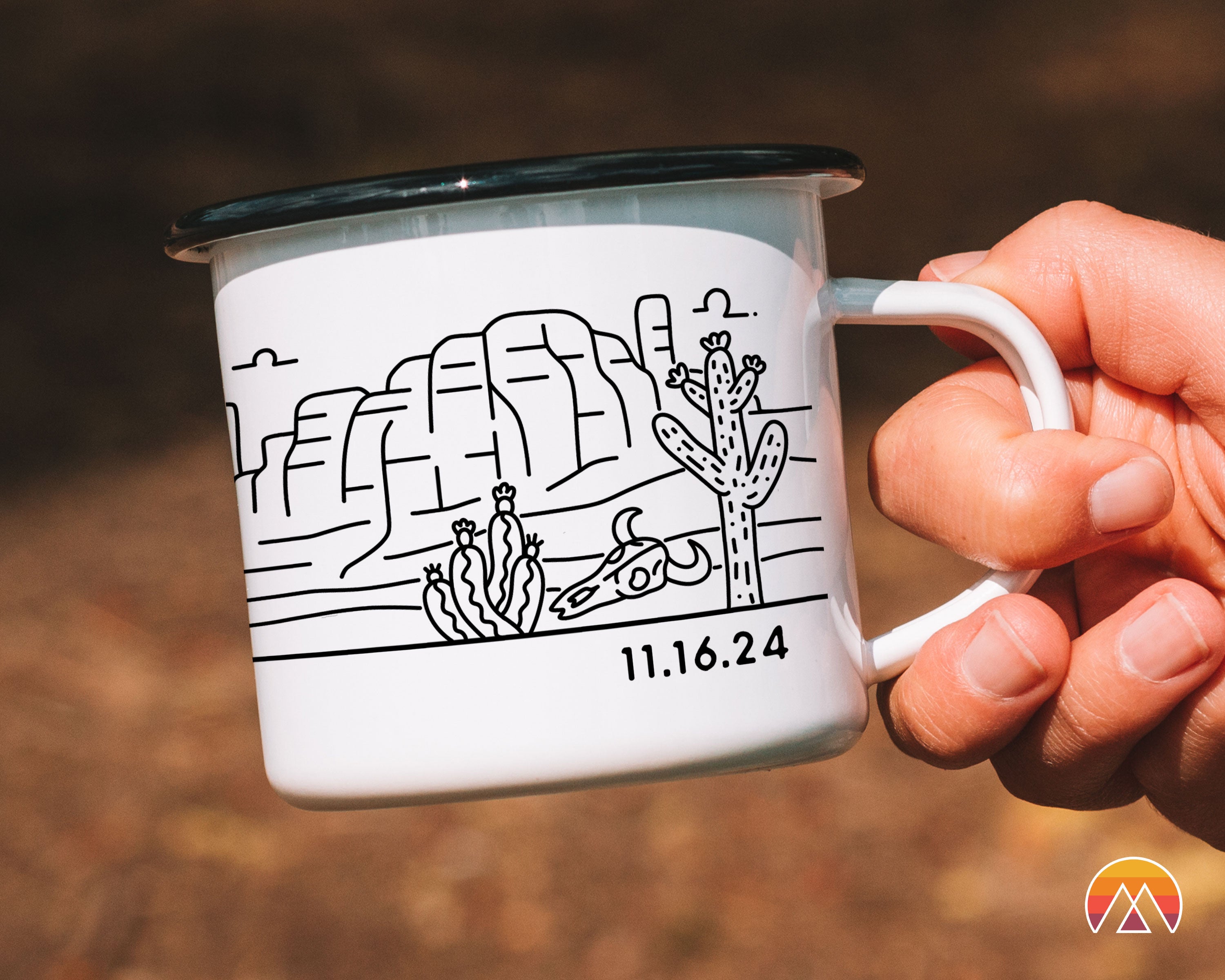 Bride & Groom Desert Wedding Enamel Camp Mug