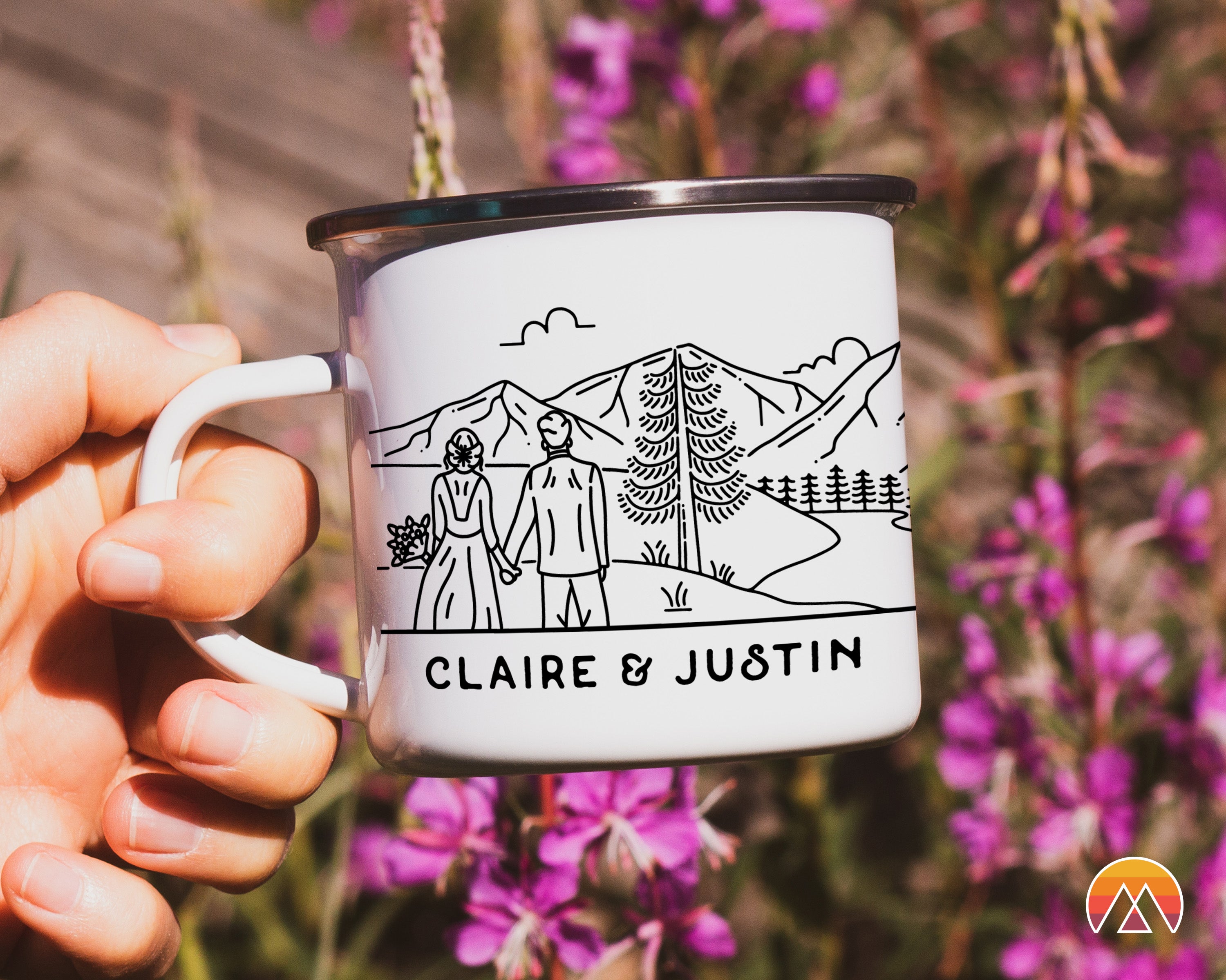 Mountain Bride & Groom Enamel Mug - Couple 4