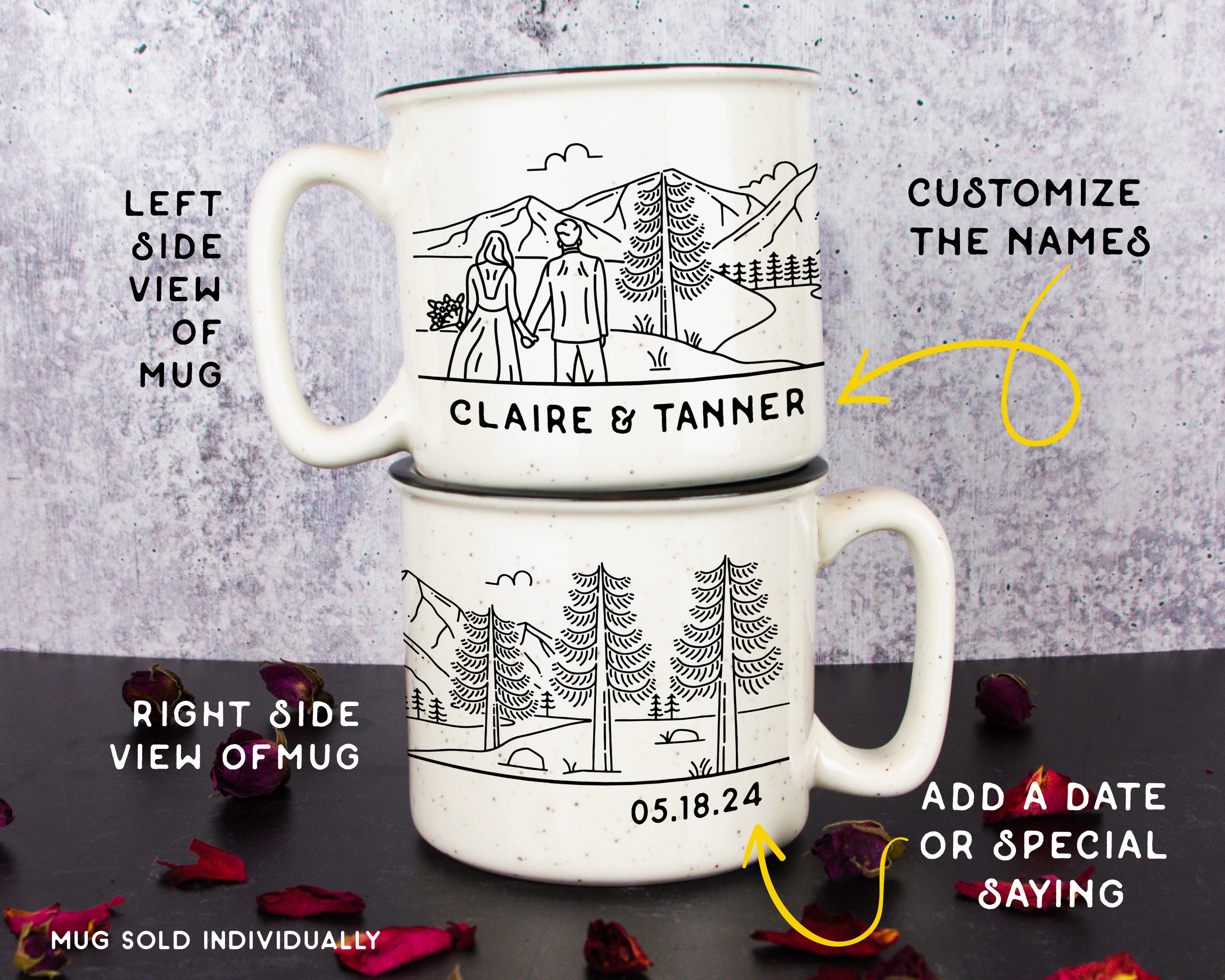 Bride & Groom Mountain Wedding Ceramic Camp Mug - Couple 2 Ceramic Camp Mug - Modish Outdoors