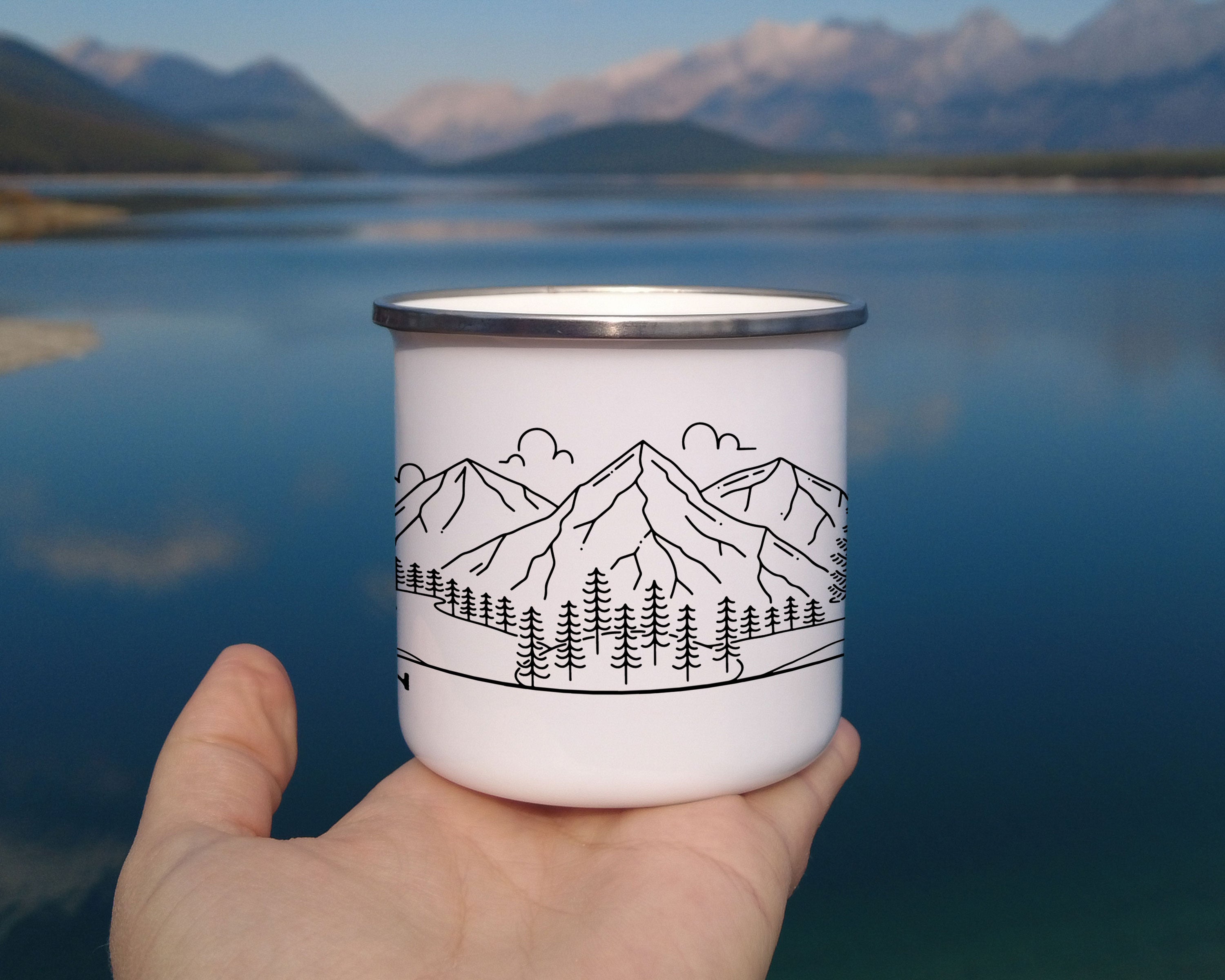 Mountain Bride & Groom Enamel Mug - Couple 9