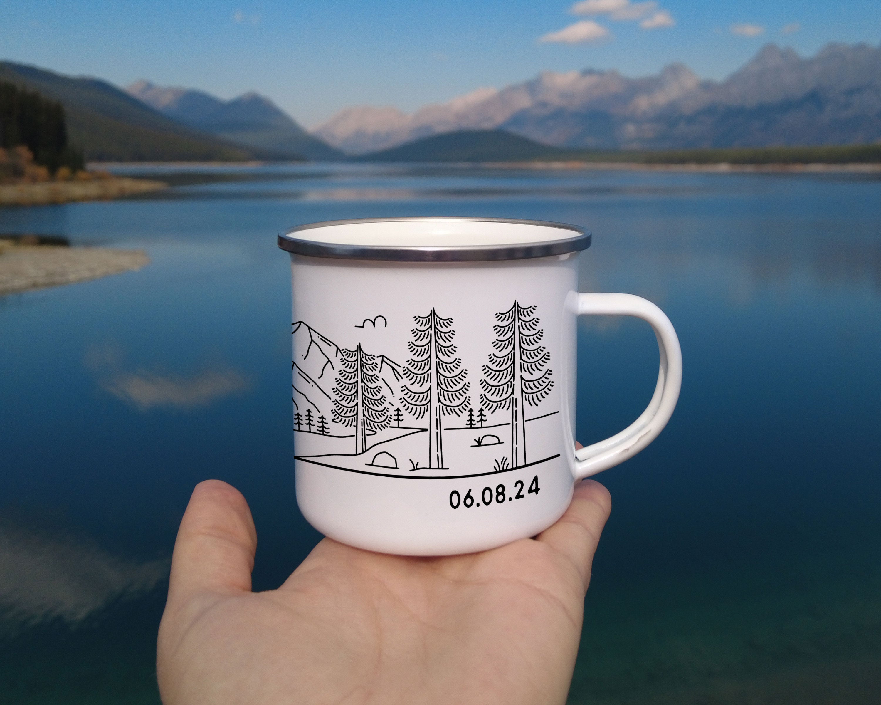 Mountain Bride & Groom Enamel Mug - Couple 9