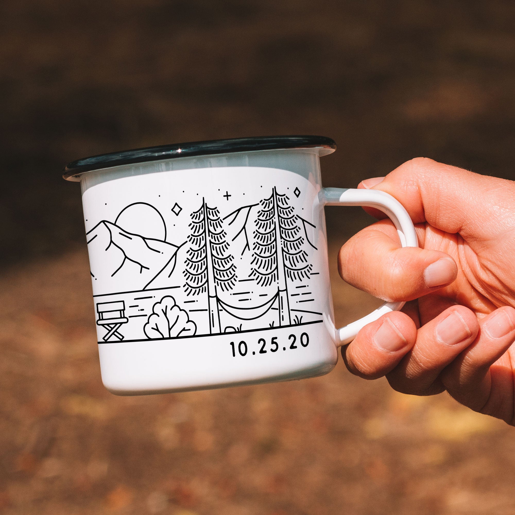 RV Motorhome + Twilight Campfire Personalized Camp Mug (4669175660597)