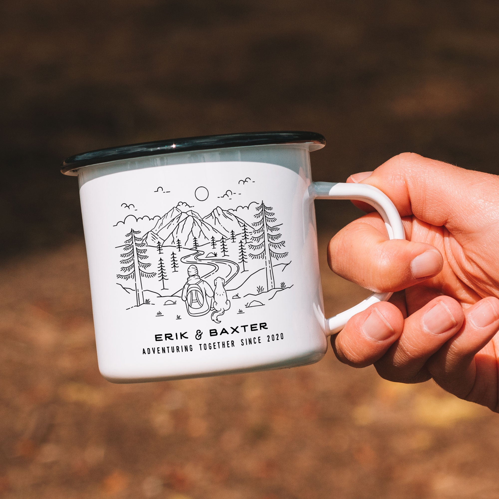 Hiker Dog Dad + Companion Personalized Camp Mug (4639265521717)