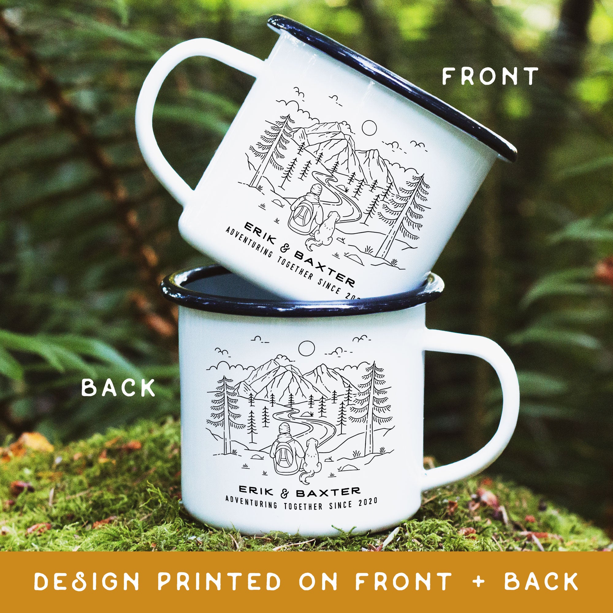 Hiker Dog Dad + Companion Personalized Camp Mug (4639265521717)