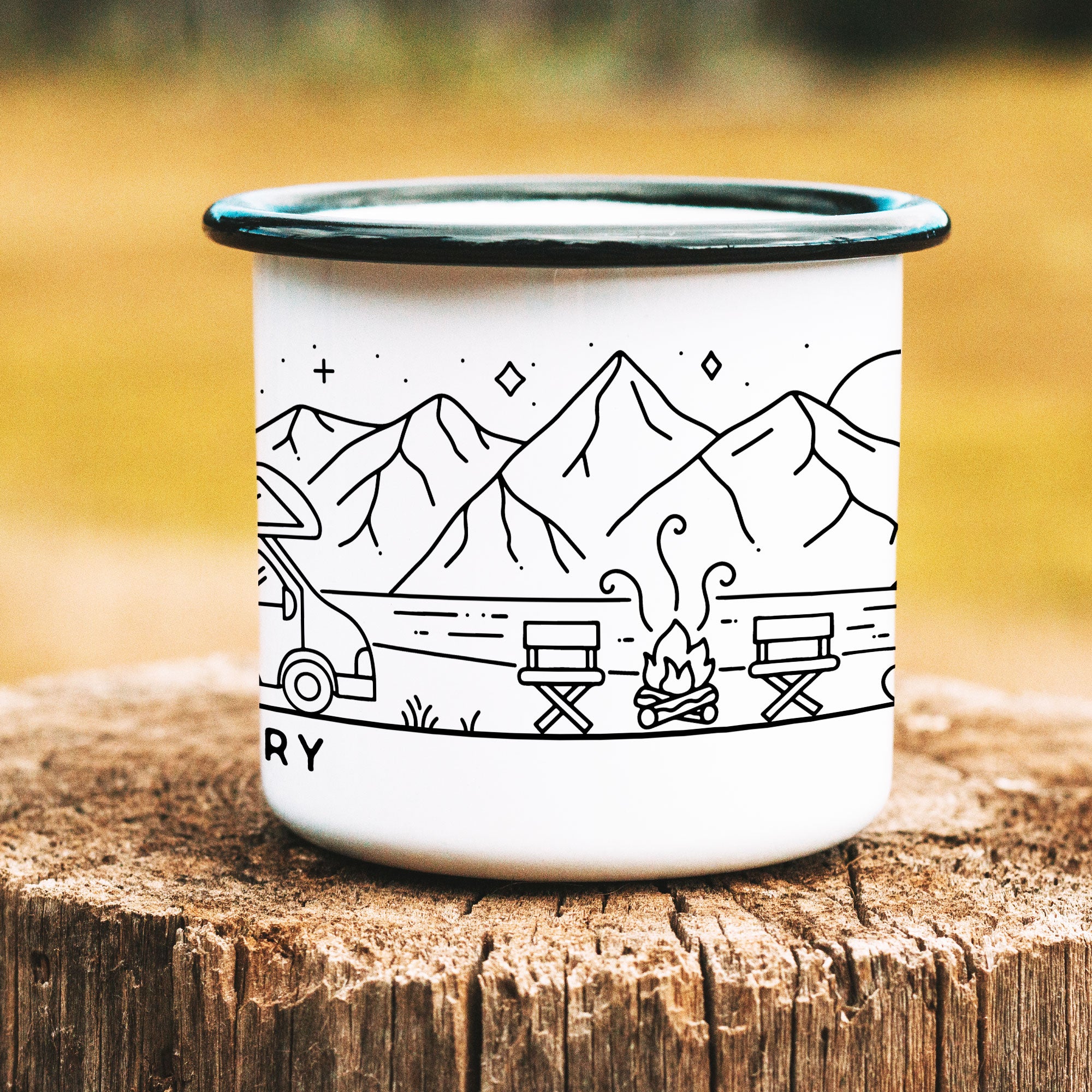 RV Motorhome + Twilight Campfire Personalized Camp Mug (4669175660597)