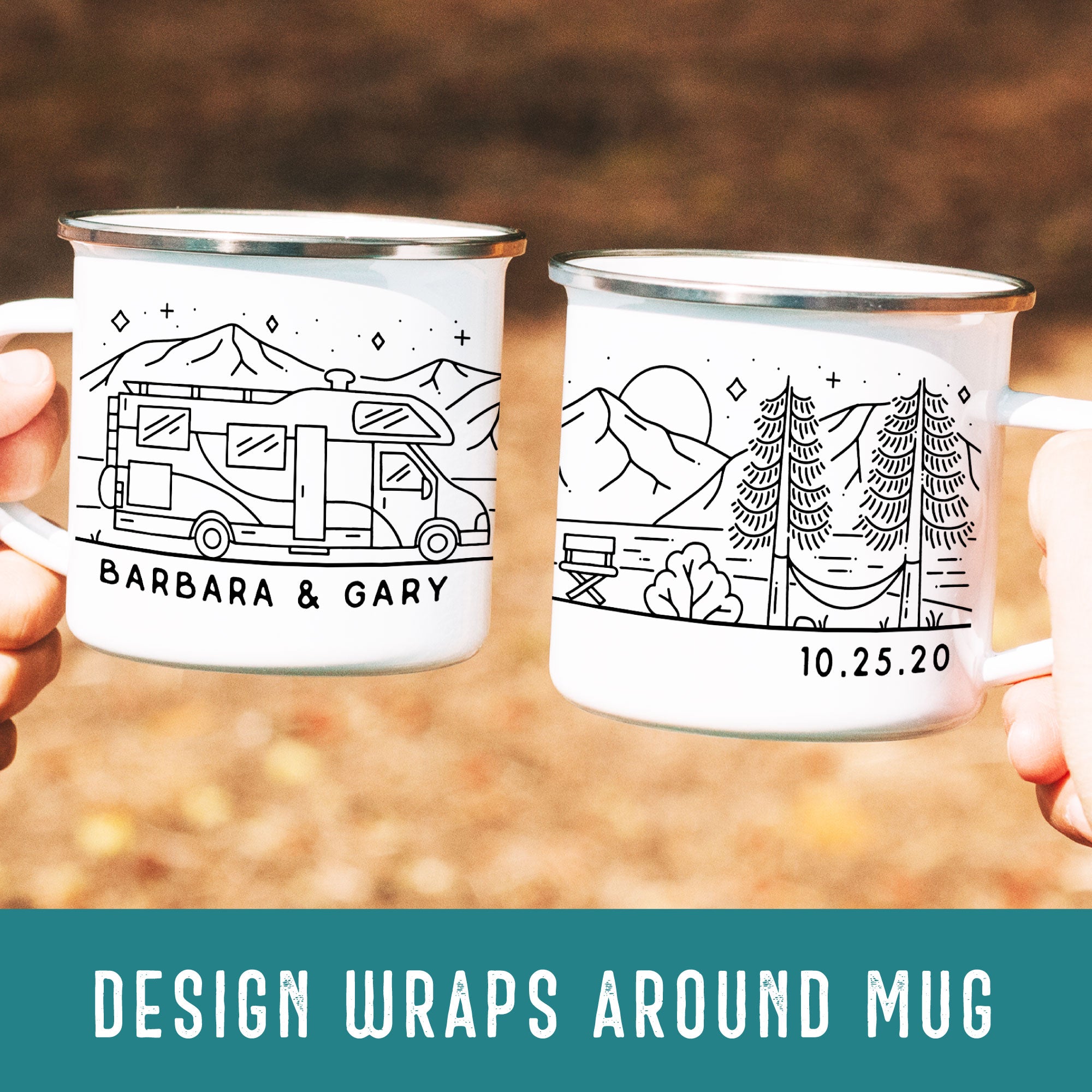 RV Motorhome + Twilight Campfire Personalized Camp Mug (4669175660597)