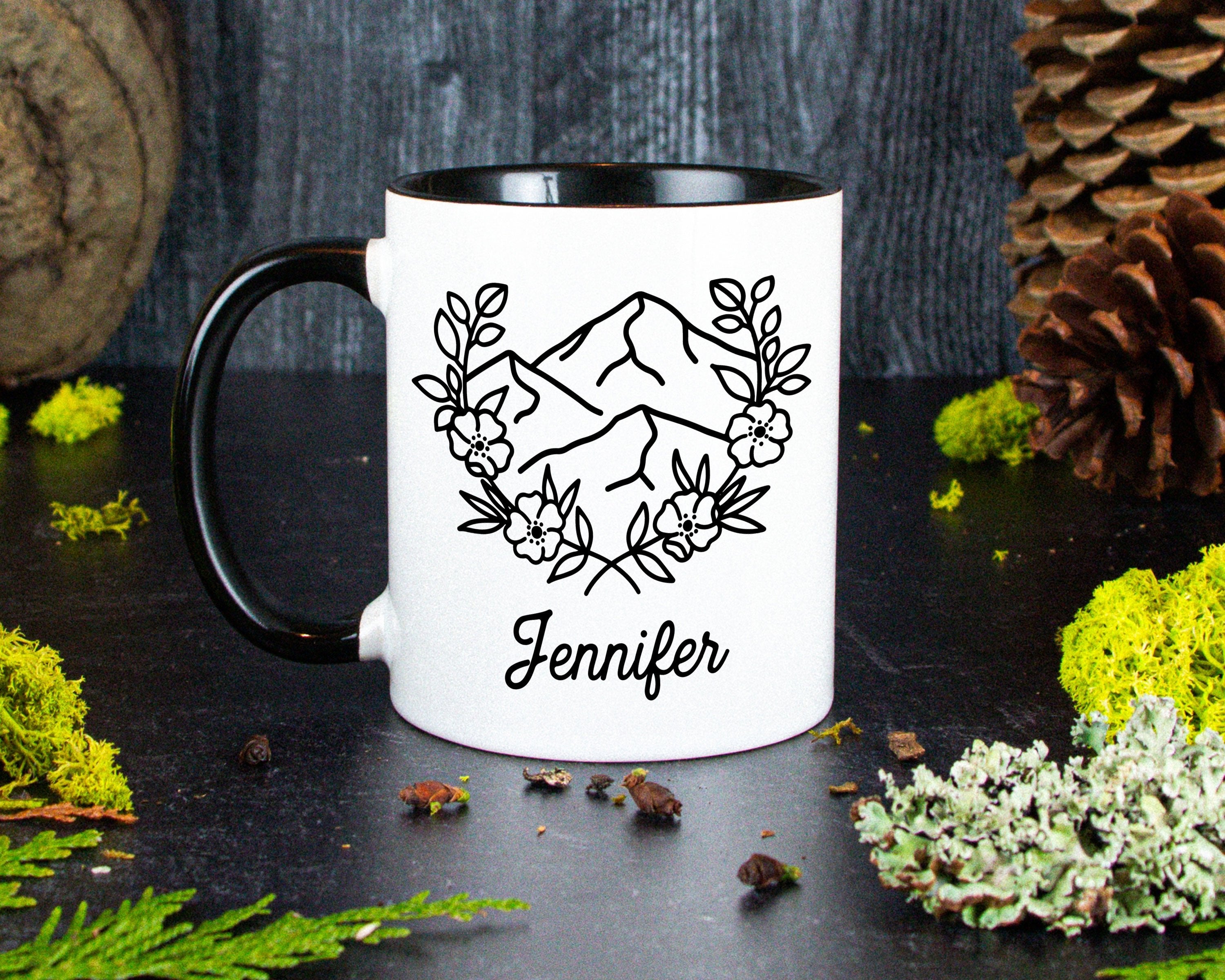 Mountain Floral Frame Bridal Party Mug Glass Mug - Modish Outdoors