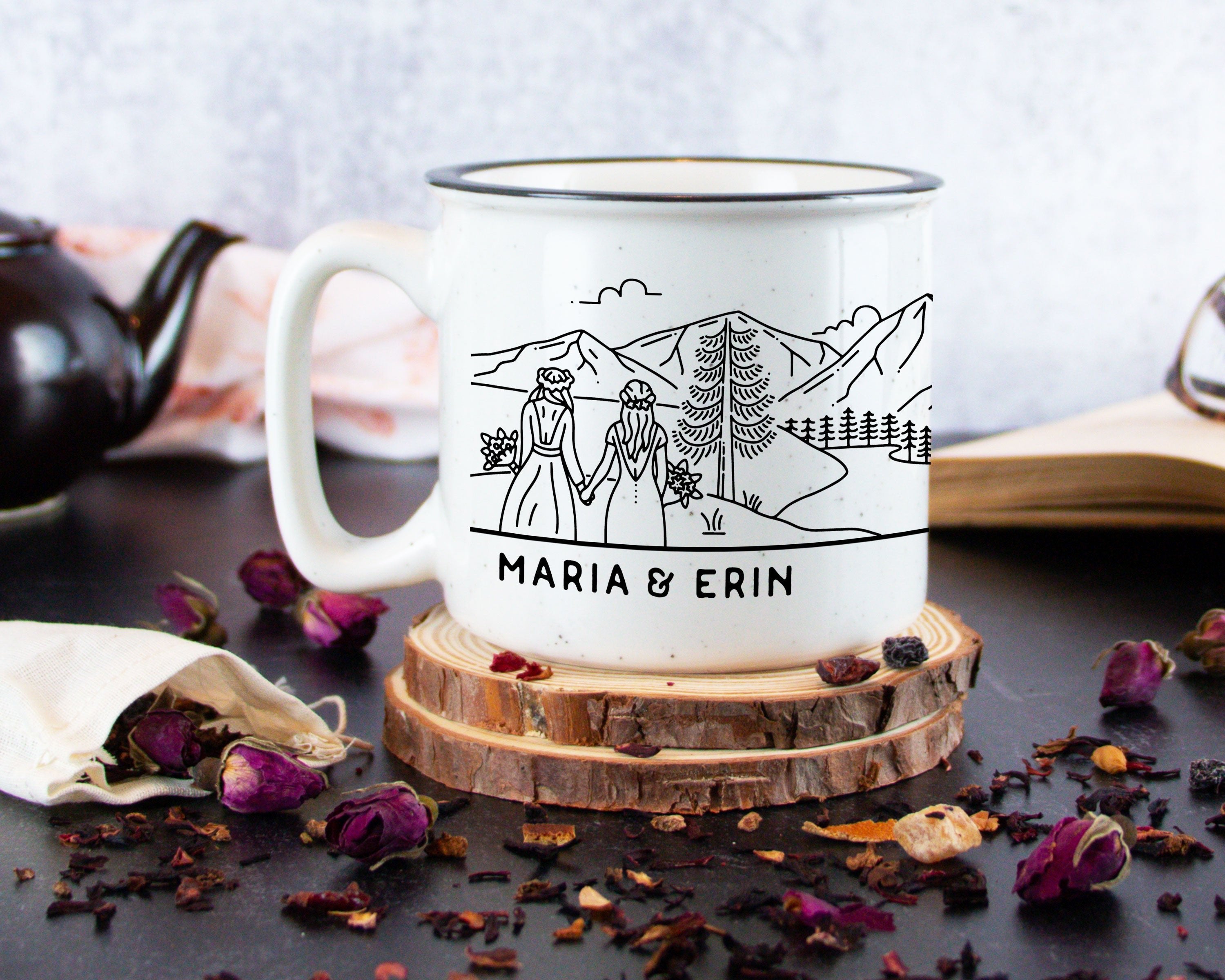 Bride & Bride Mountain Wedding Ceramic Camp Mug Ceramic Camp Mug - Modish Outdoors